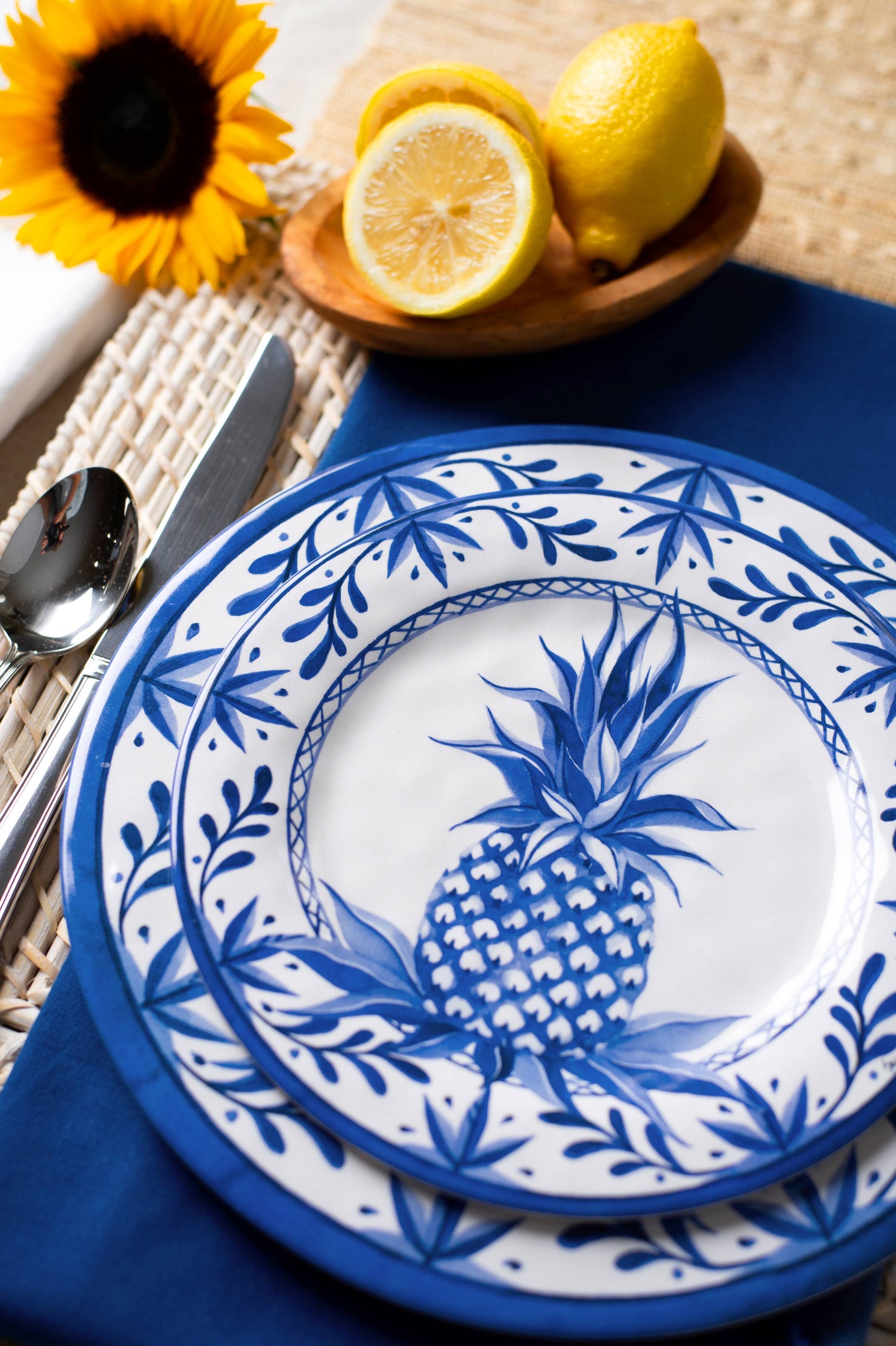 Blue Pineapple Bamboo Dinner Plate