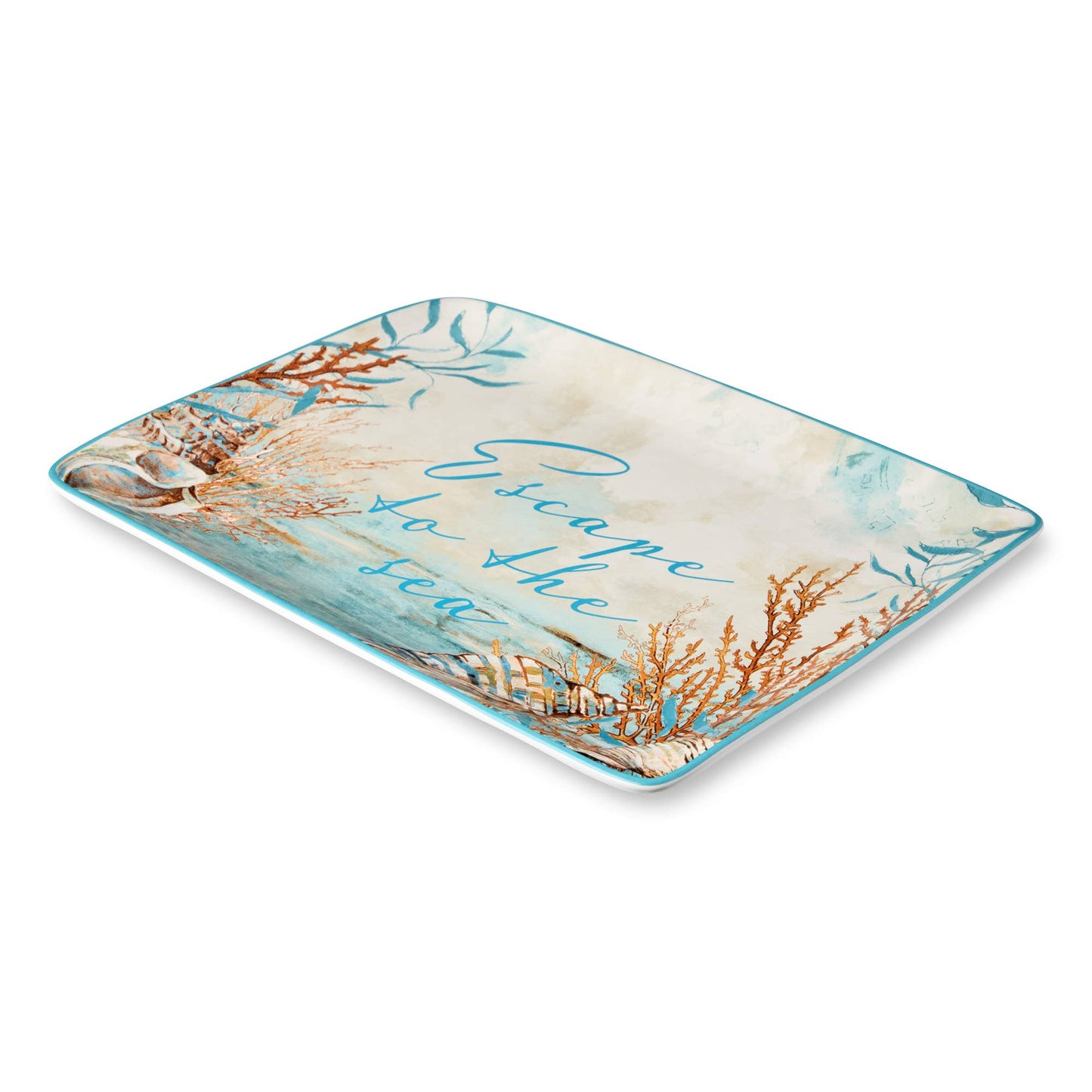 Escape to the Sea Rectangular Platter 16" x 12" - Oak Down Collectibles
