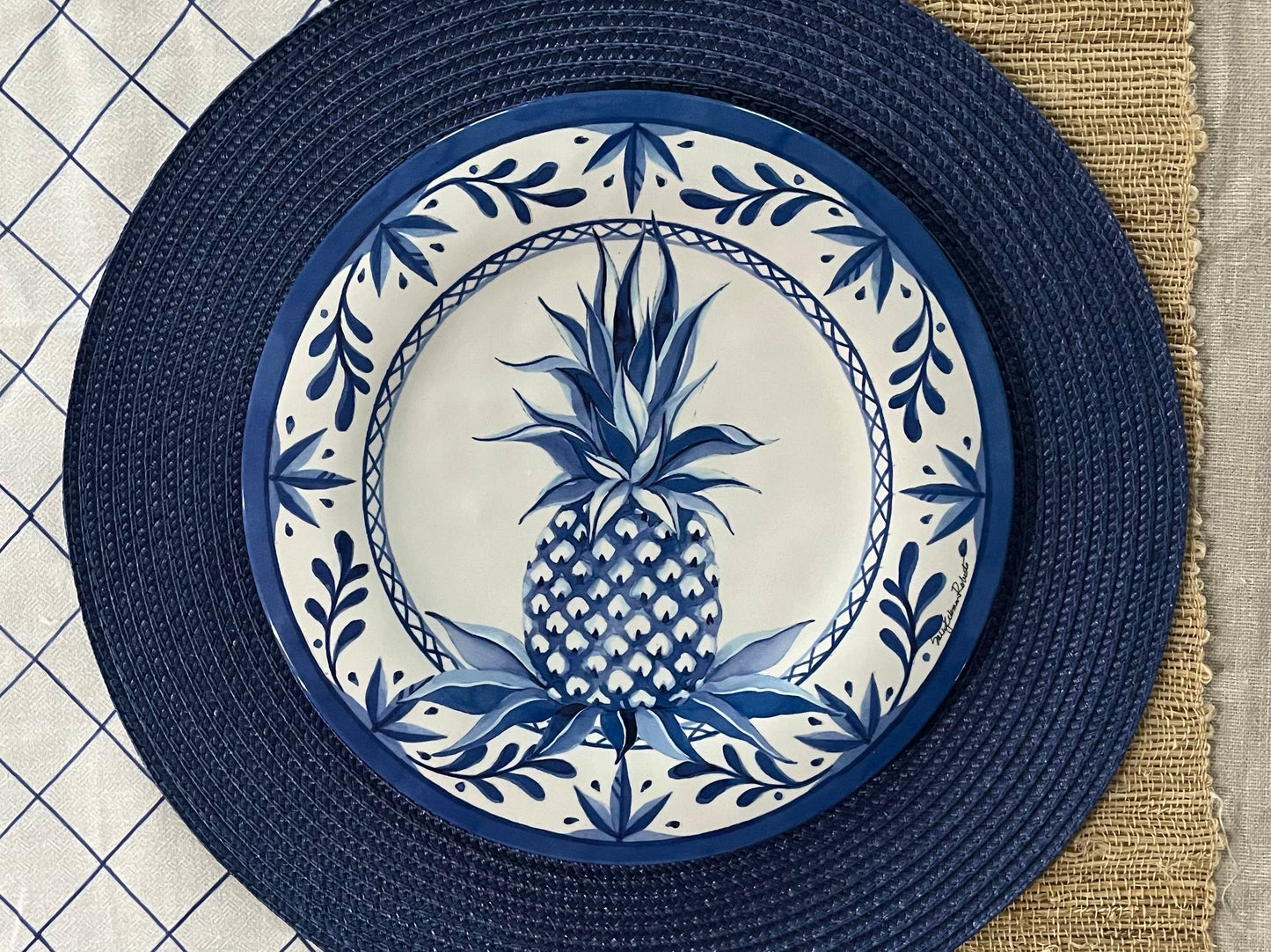 Blue Pineapple Bamboo Dinner Plate
