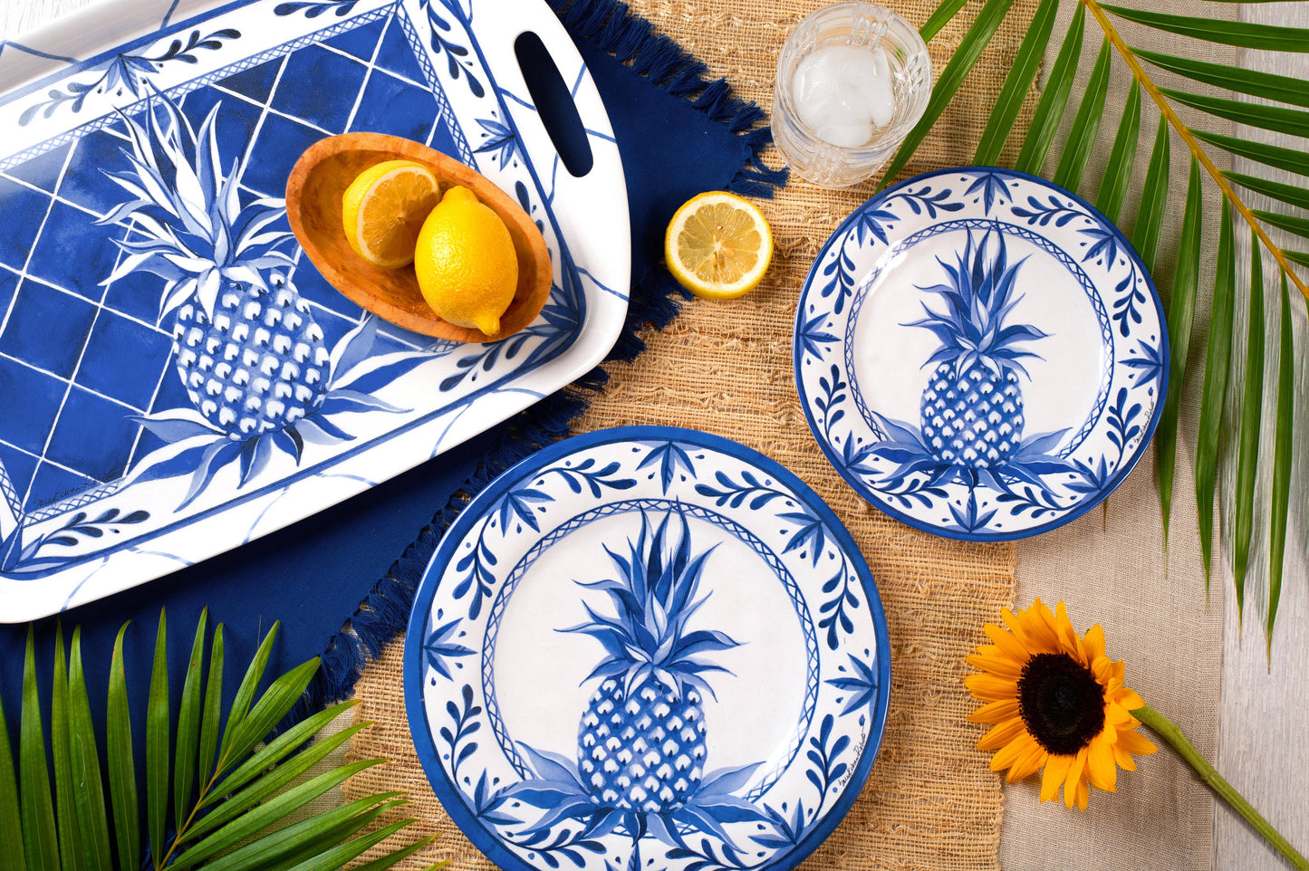 Blue Pineapple Bamboo Dinner Plate