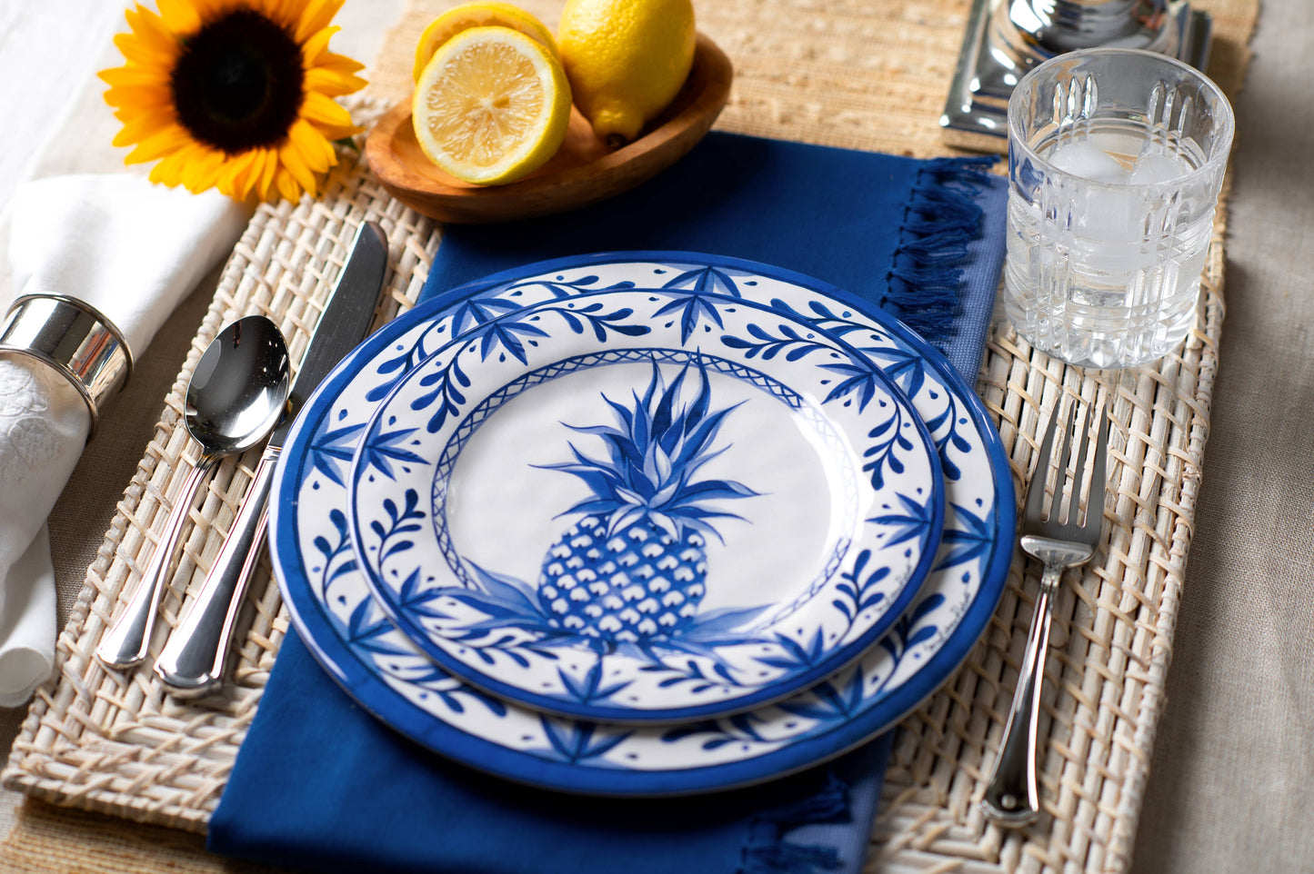 Blue Pineapple Bamboo Dinner Plate