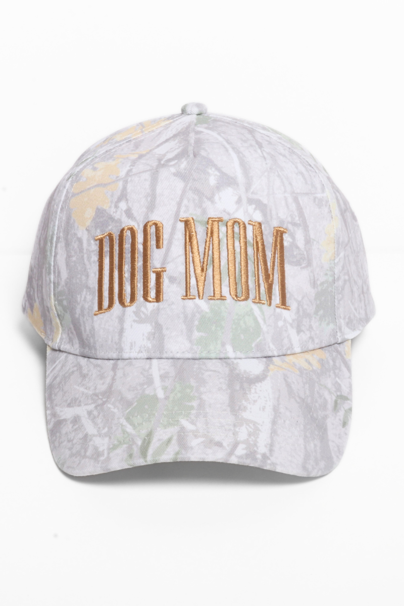 DOG MOM embroidery Camo Print 5 Panel Baseball Cap
