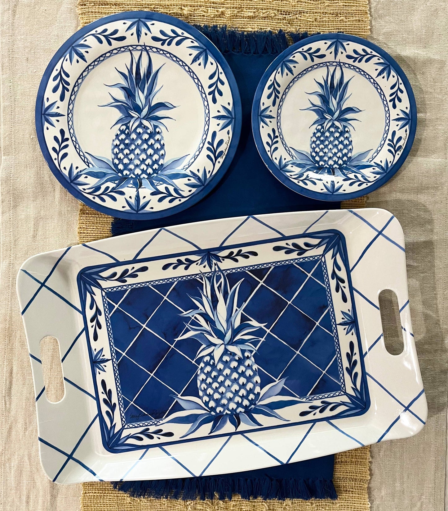Blue Pineapple Bamboo Dinner Plate
