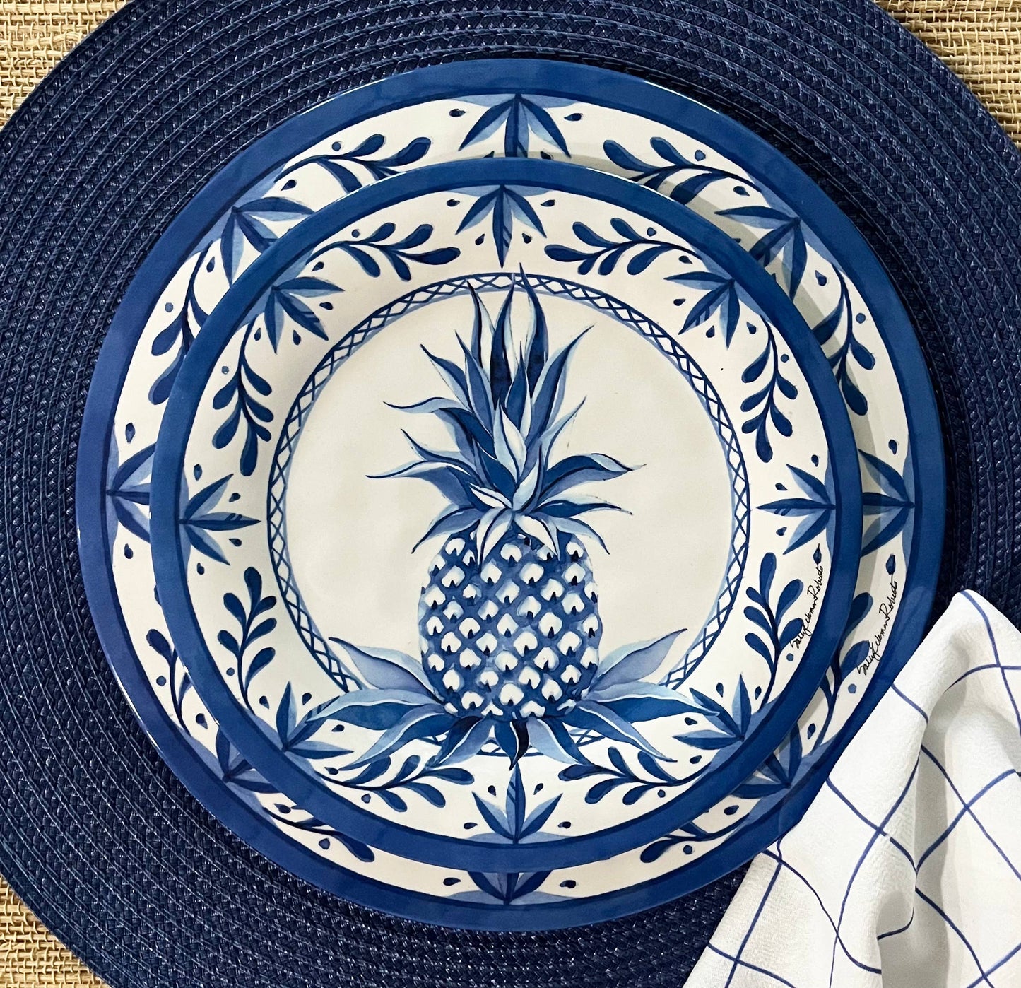 Blue Pineapple Bamboo Dinner Plate