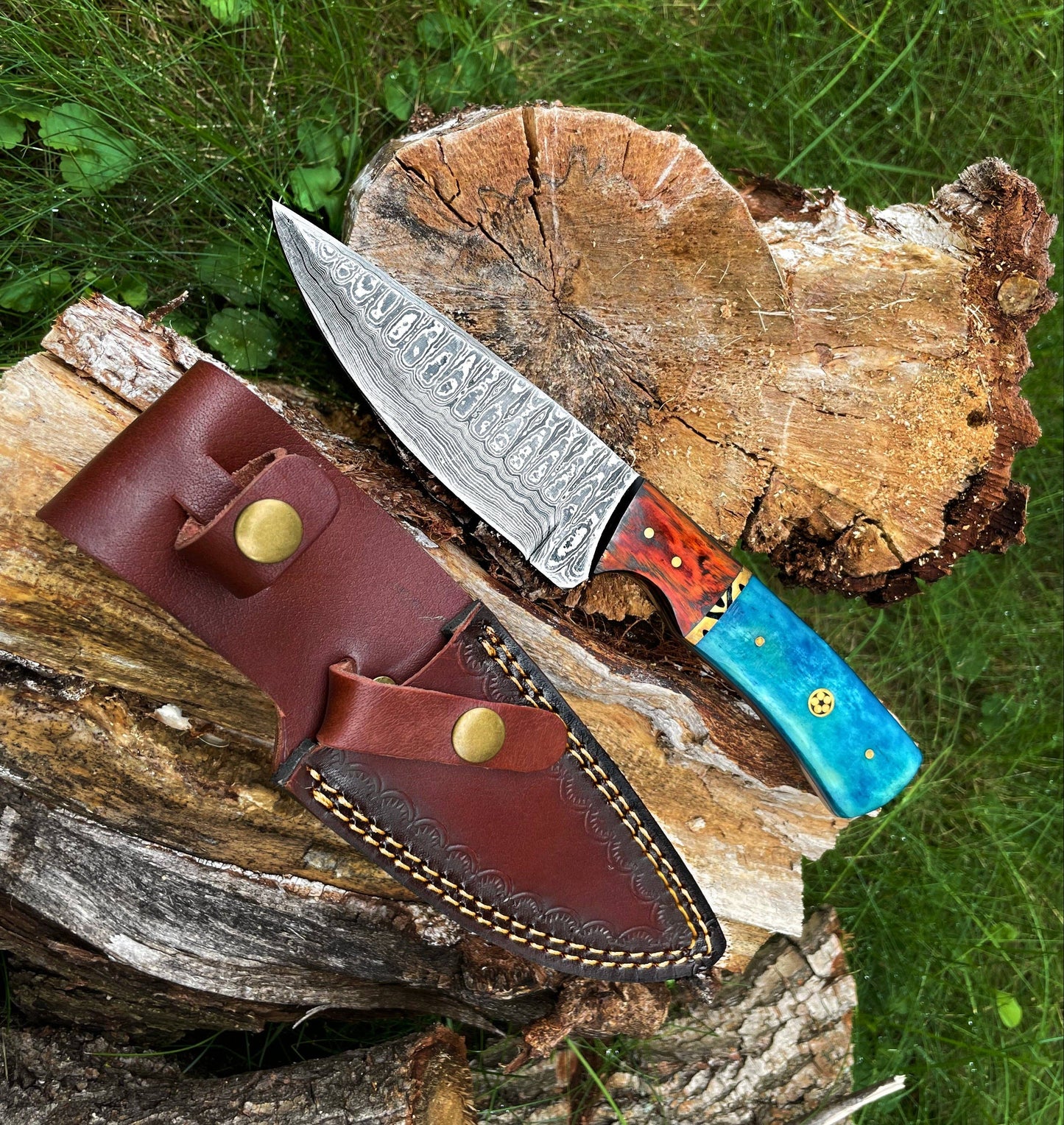 Hand forged knife, Damascus knife, Drop- Style blade, Black