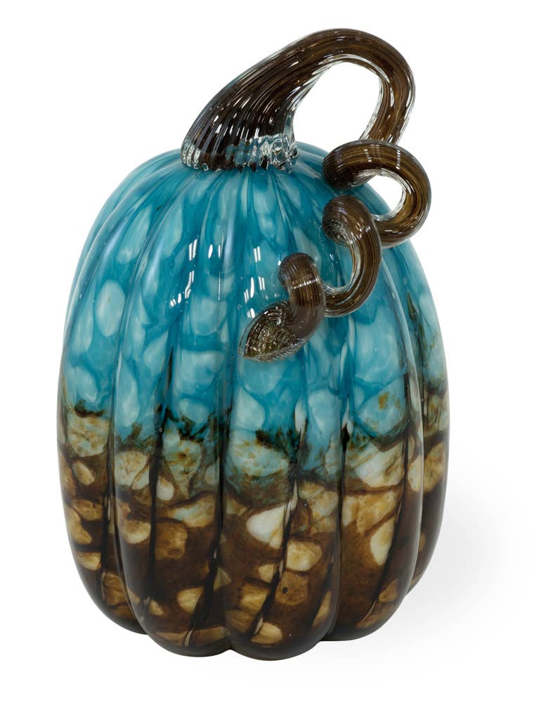 5"Dia Copper Canyon Pumpkin Blue & Copper Glass Fall