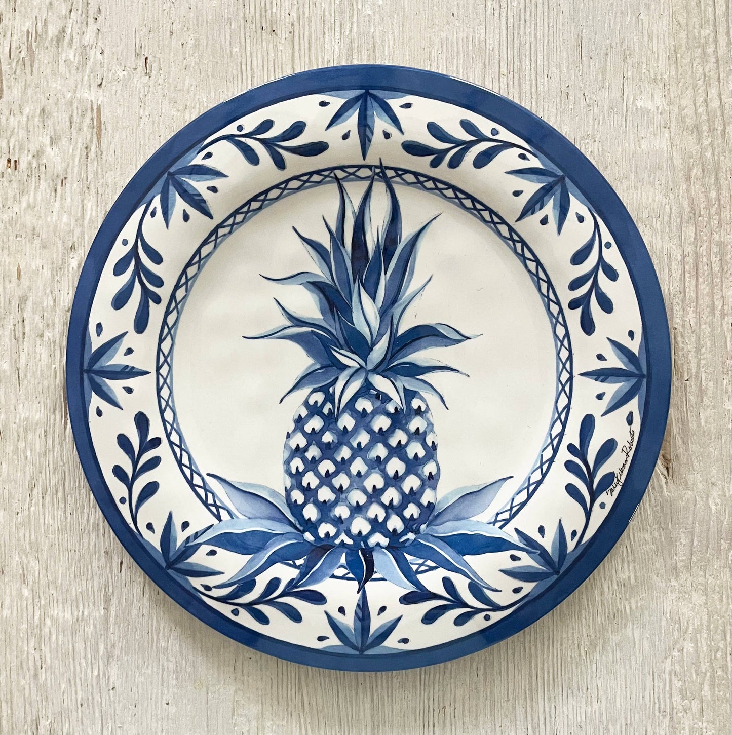Blue Pineapple Bamboo Dinner Plate