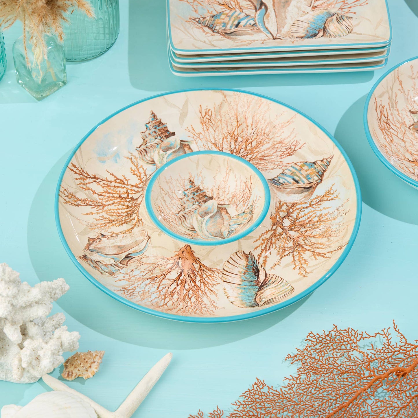 Escape to the Sea Chip & Dip, 13.75" - Oak Down Collectibles