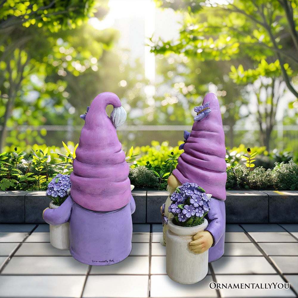Garden Grace Lavender Gnome Figurine, 10" Purple Home Decor - Oak Down Collectibles