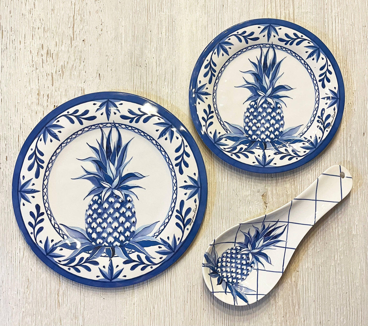 Blue Pineapple Bamboo Dinner Plate