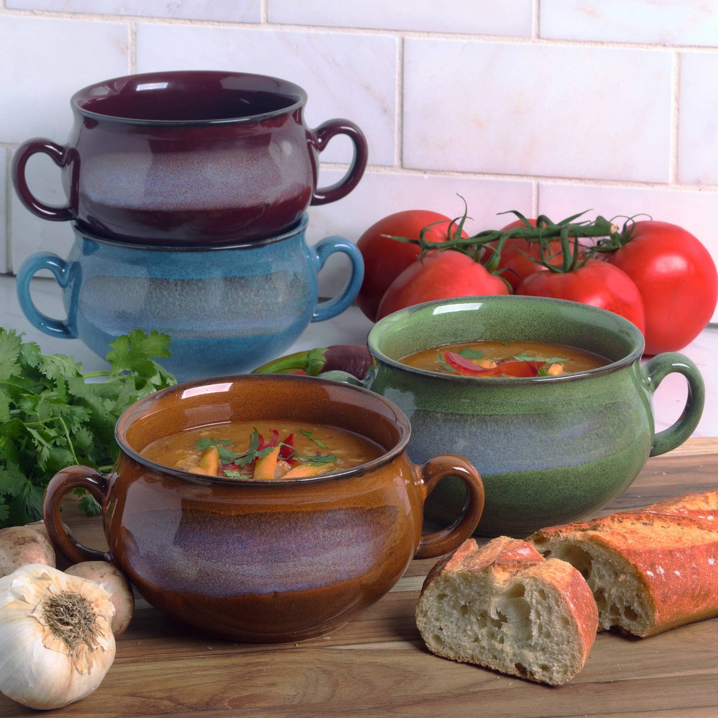 Stoneware 24oz Reactive Glaze Set of 4 Soup Crocks
