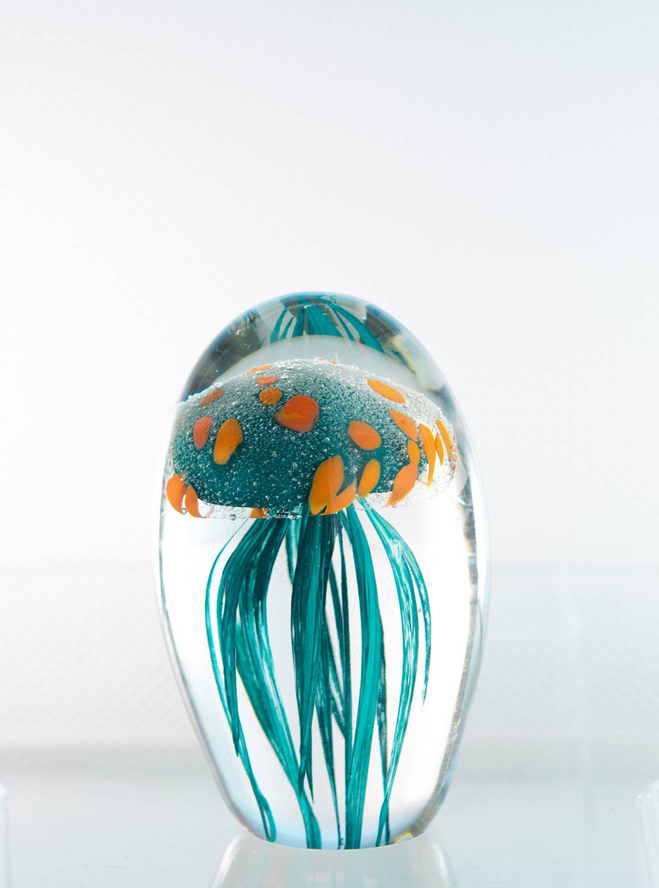 Blue/Orange Glass Jellyfish 4 1/4”