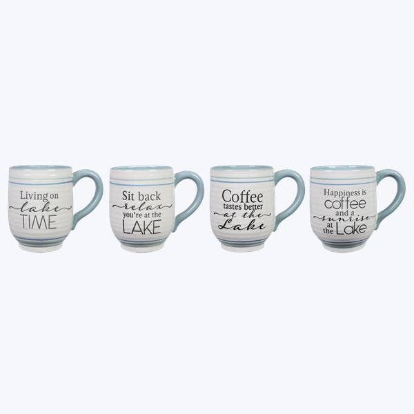 Ceramic Lake Cabin 20oz Mug, 4 Ast. - Oak Down Collectibles