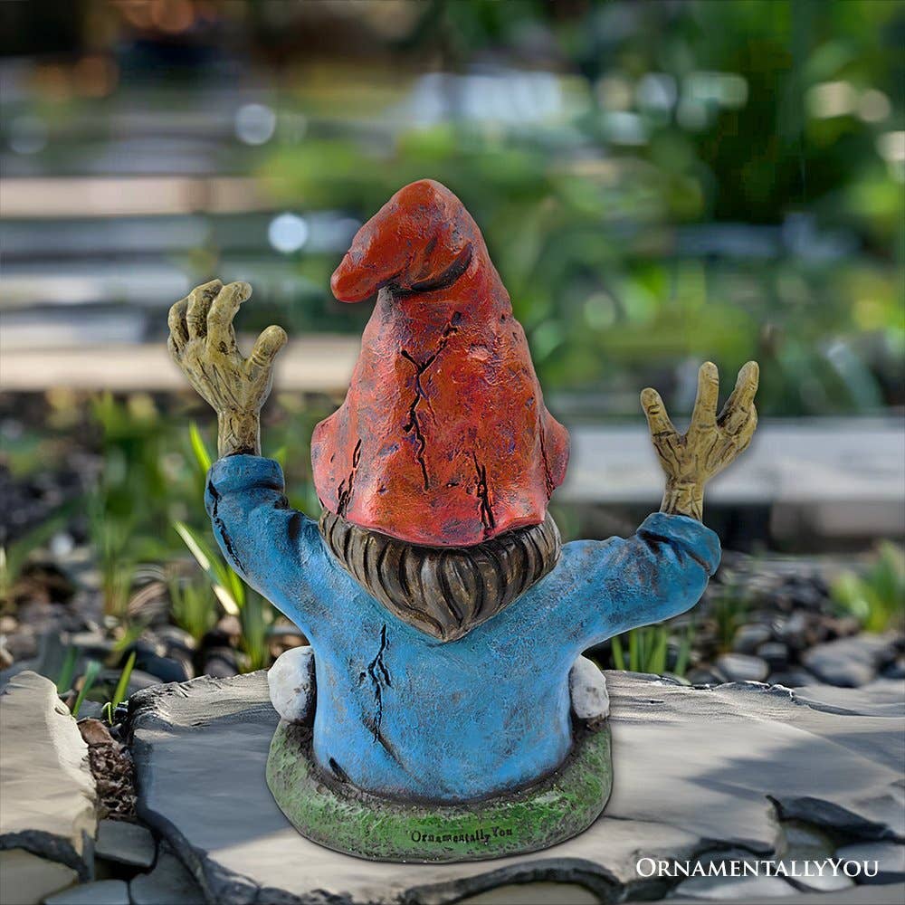 Zombie Gnome Garden Statue, 8" Outdoor Halloween Figurine - Oak Down Collectibles