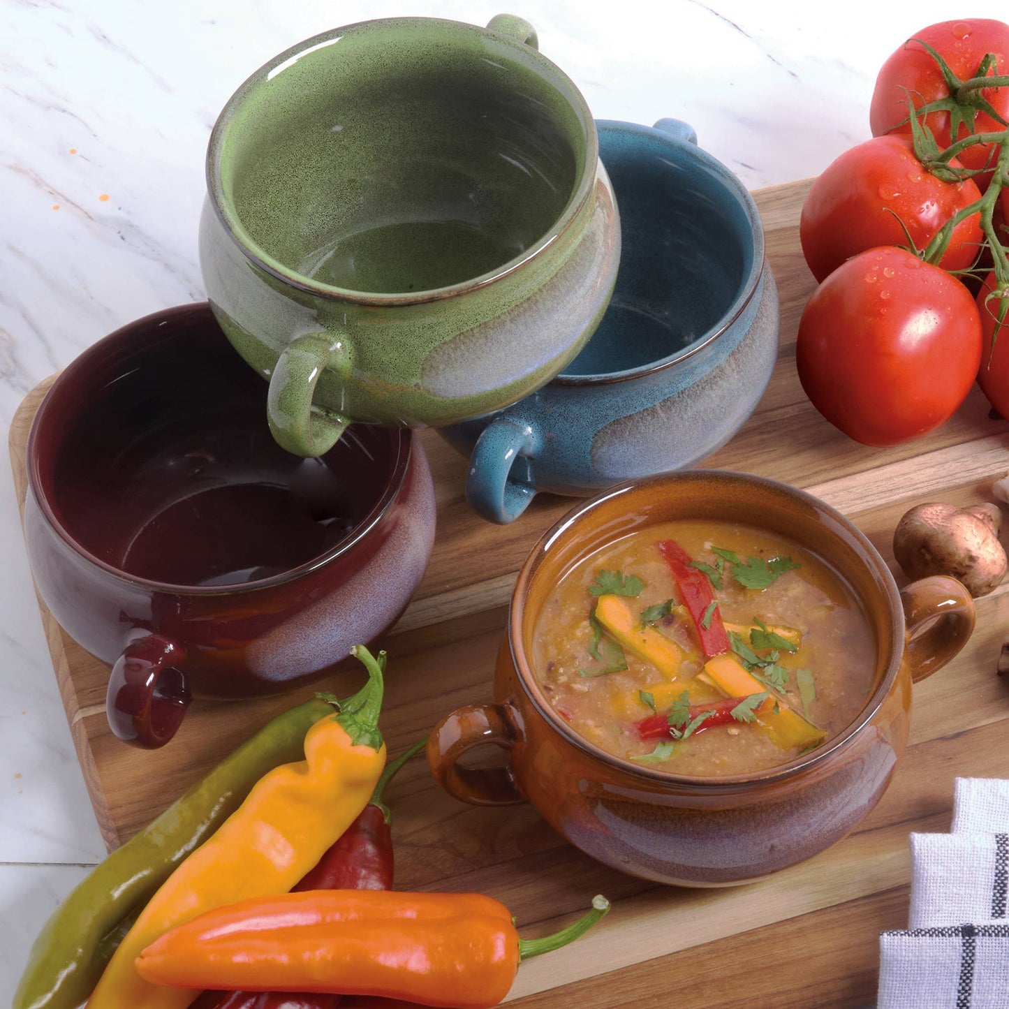 Stoneware 24oz Reactive Glaze Set of 4 Soup Crocks