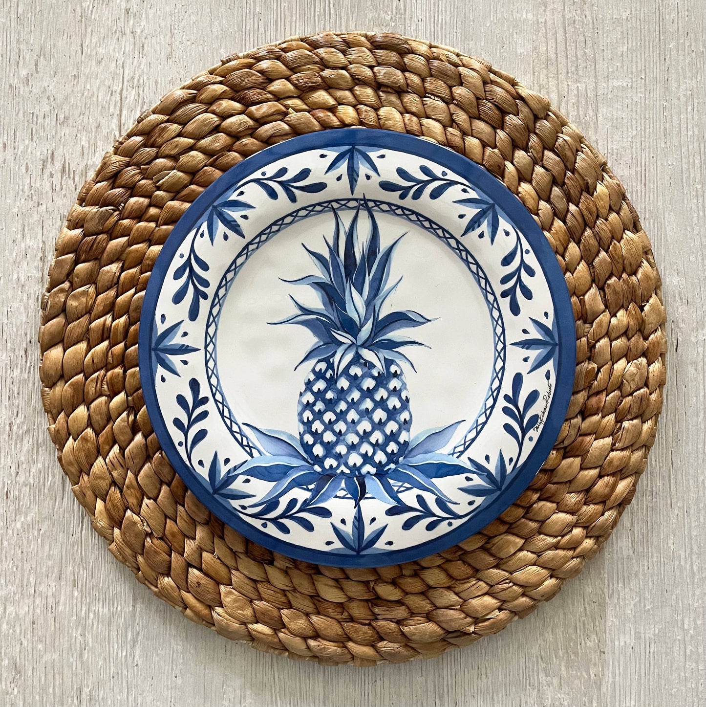 Blue Pineapple Bamboo Salad/Appetizer/Dessert Plate