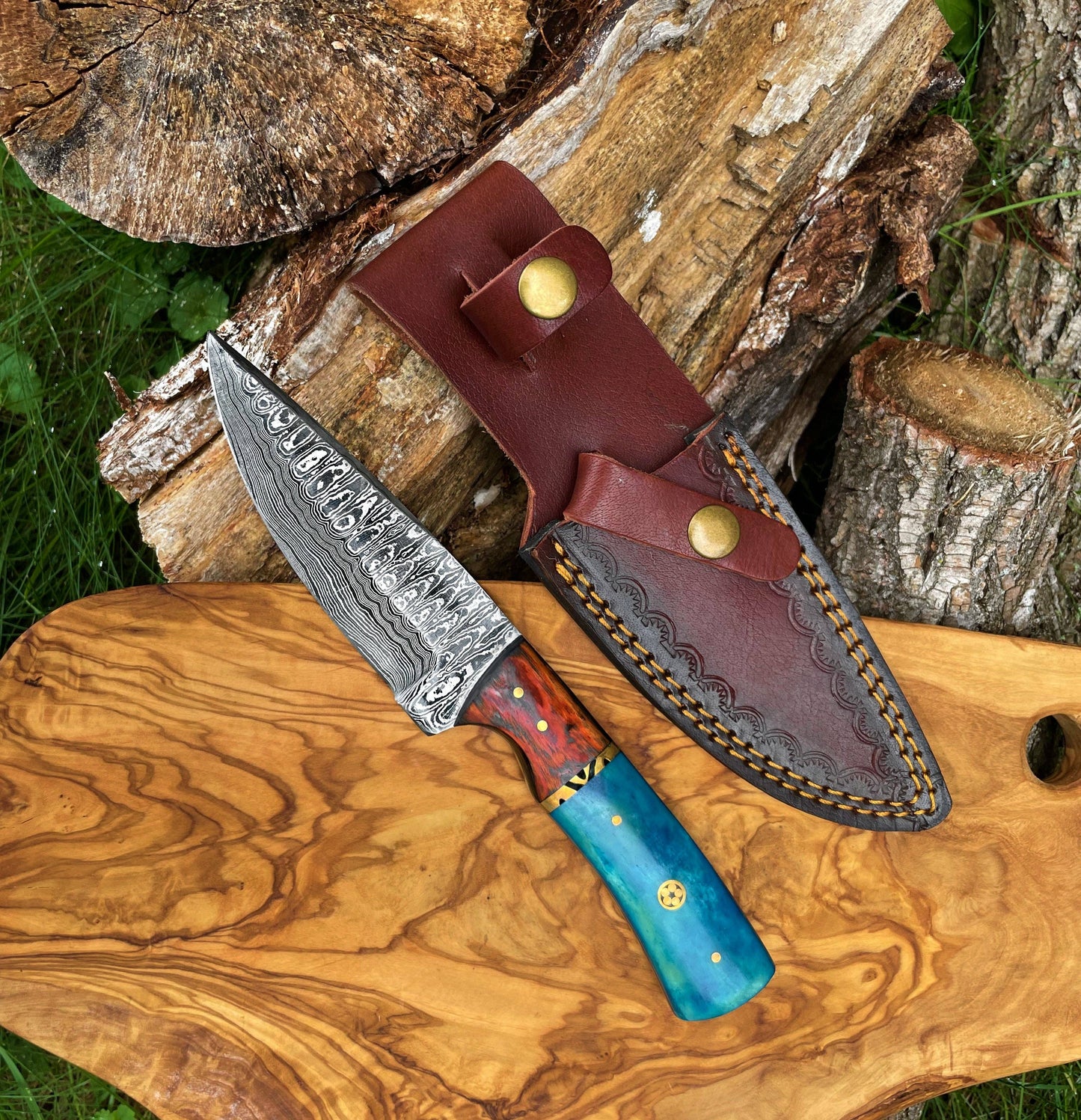 Hand forged knife, Damascus knife, Drop- Style blade, Black