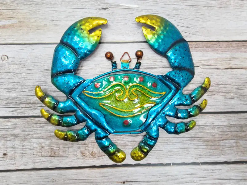Glass and Metal Sea Turtle Wall Art, Crab Wall Art, Fish Wal
