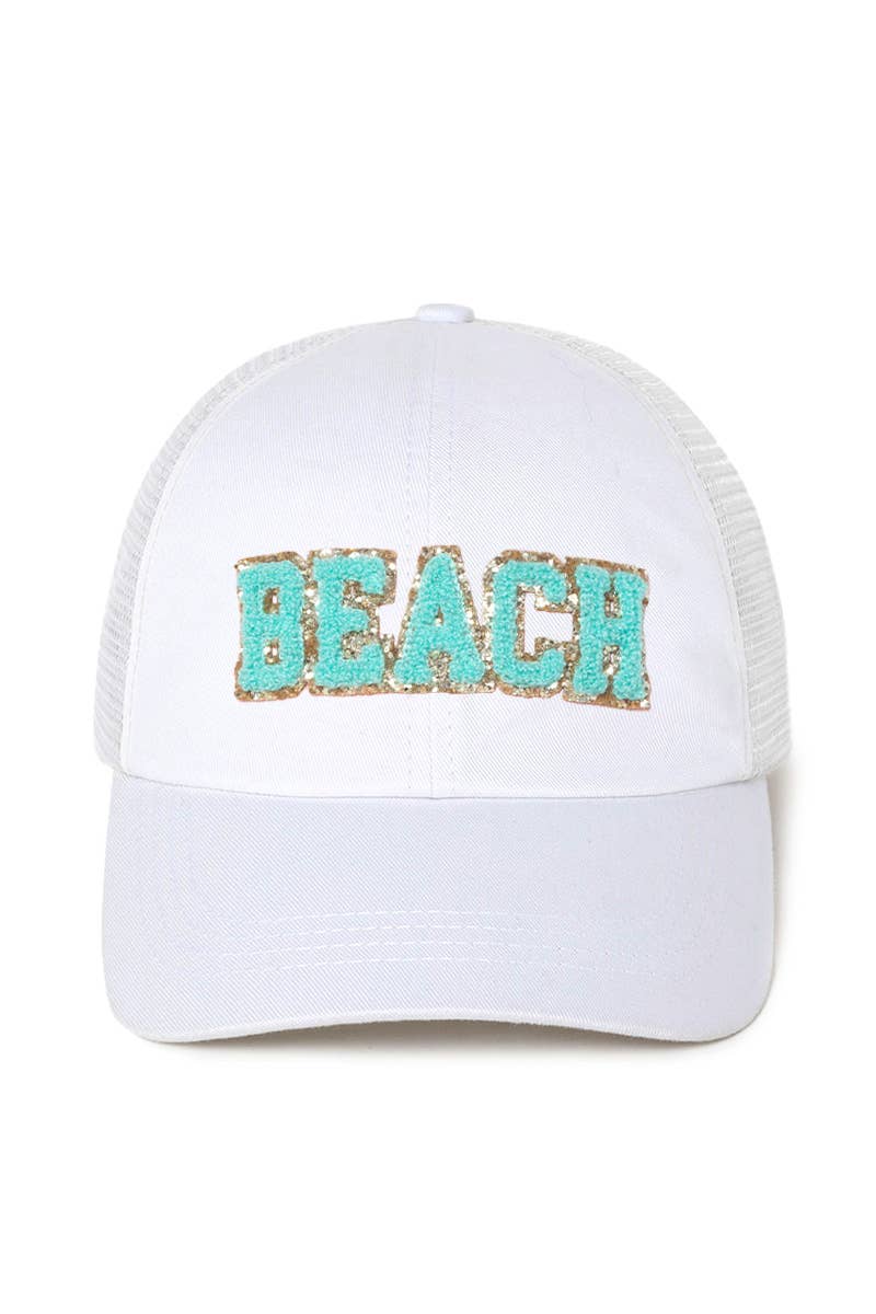 Beach Chenille Metallic Patch Baseball Cap