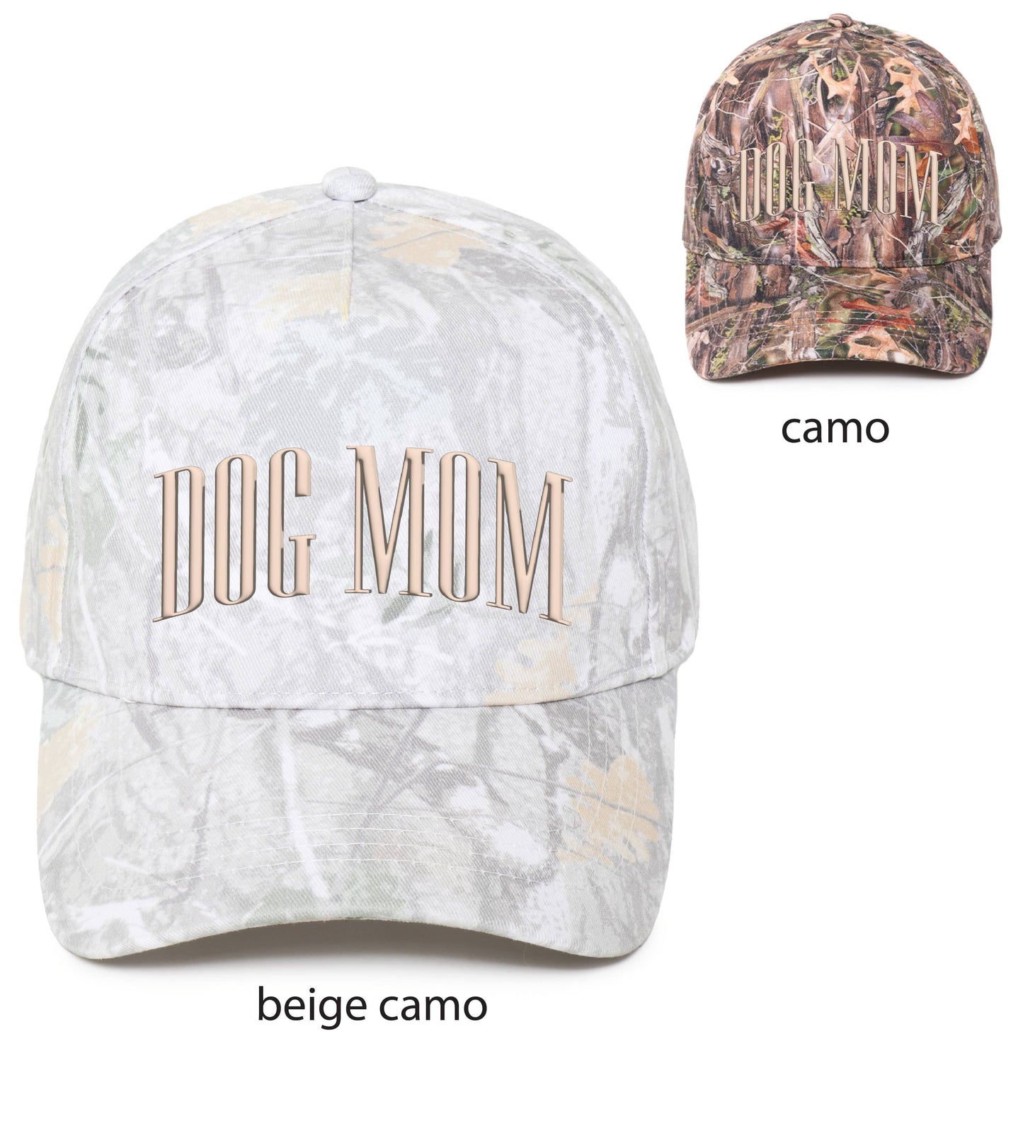 DOG MOM embroidery Camo Print 5 Panel Baseball Cap