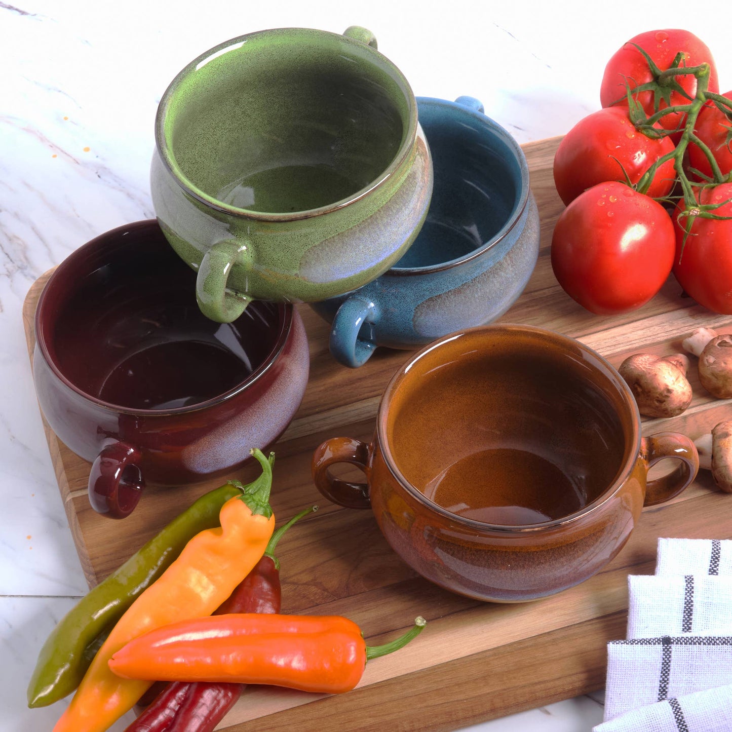 Stoneware 24oz Reactive Glaze Set of 4 Soup Crocks