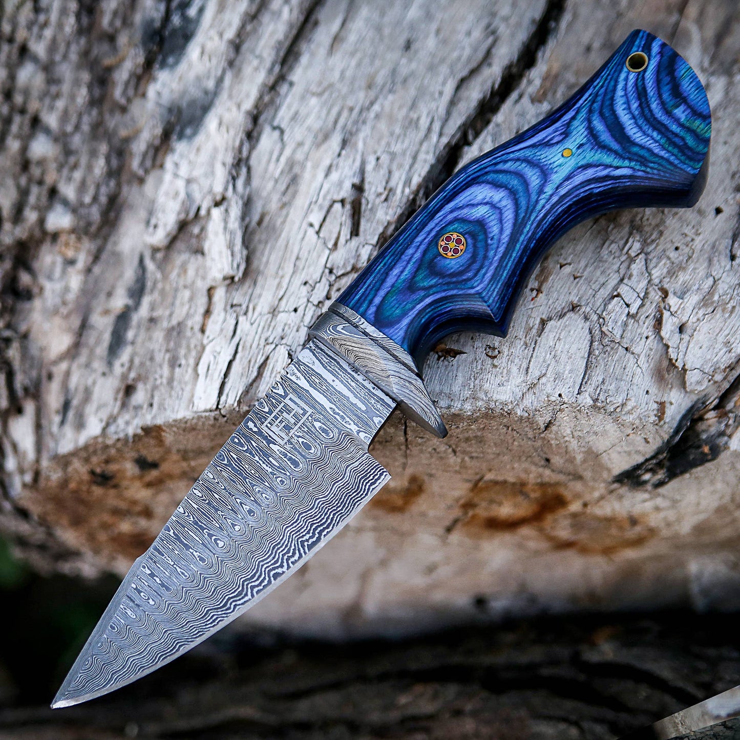 10' Handmade damascus steel knife with leather sheath