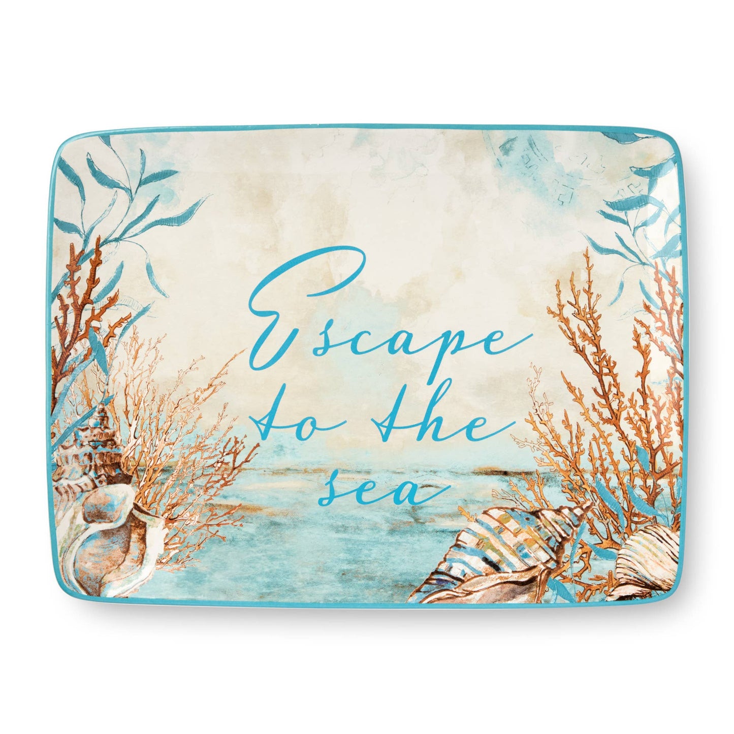 Escape to the Sea Rectangular Platter 16" x 12" - Oak Down Collectibles