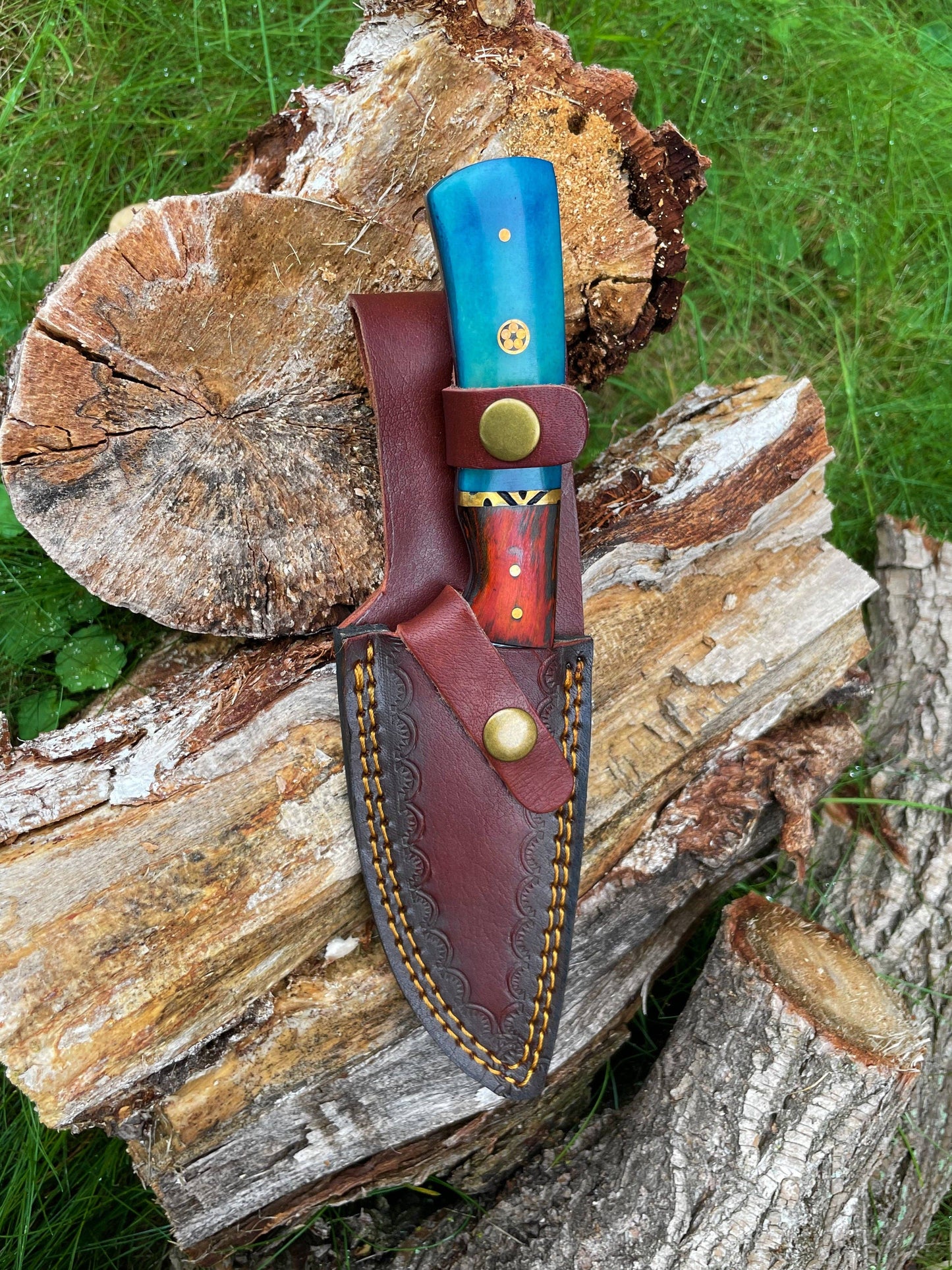 Hand forged knife, Damascus knife, Drop- Style blade, Black