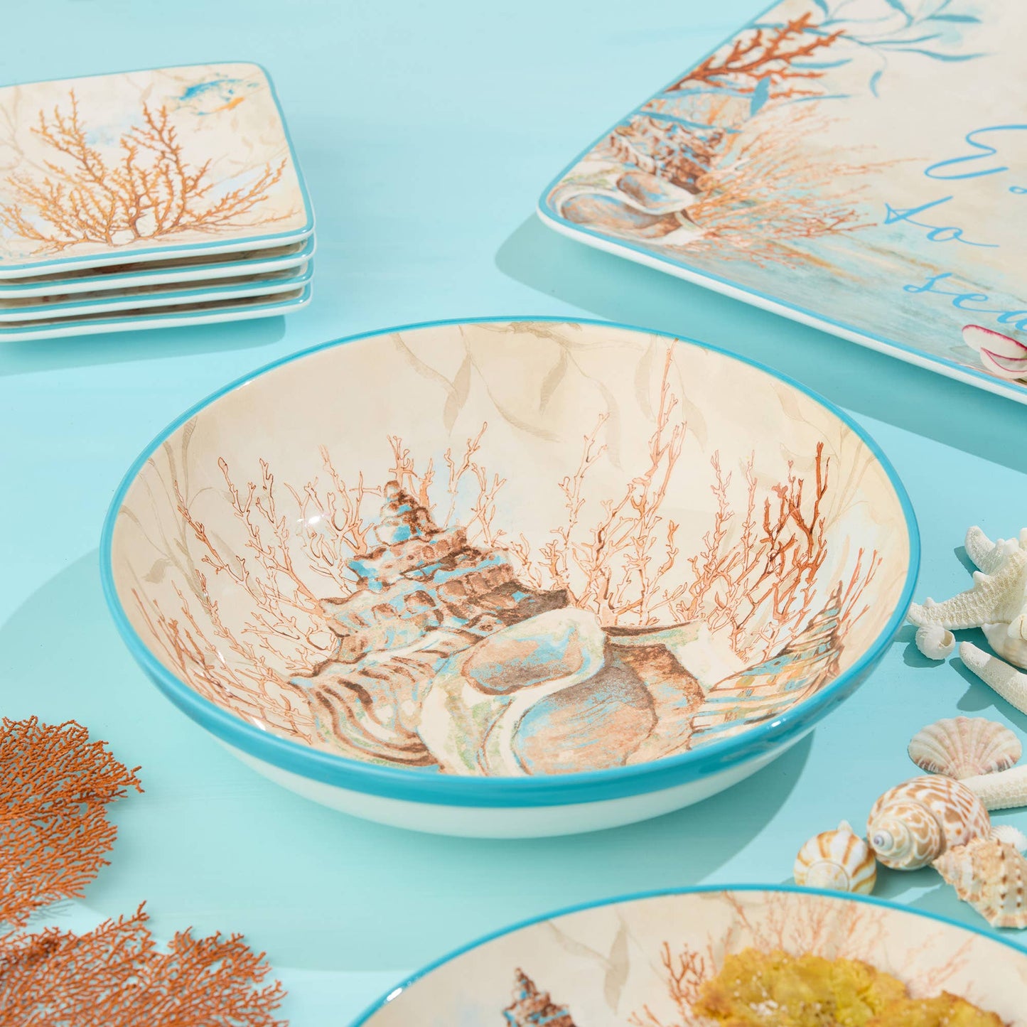 Escape to the Sea Serving/Pasta Bowl 13" x 3" - Oak Down Collectibles