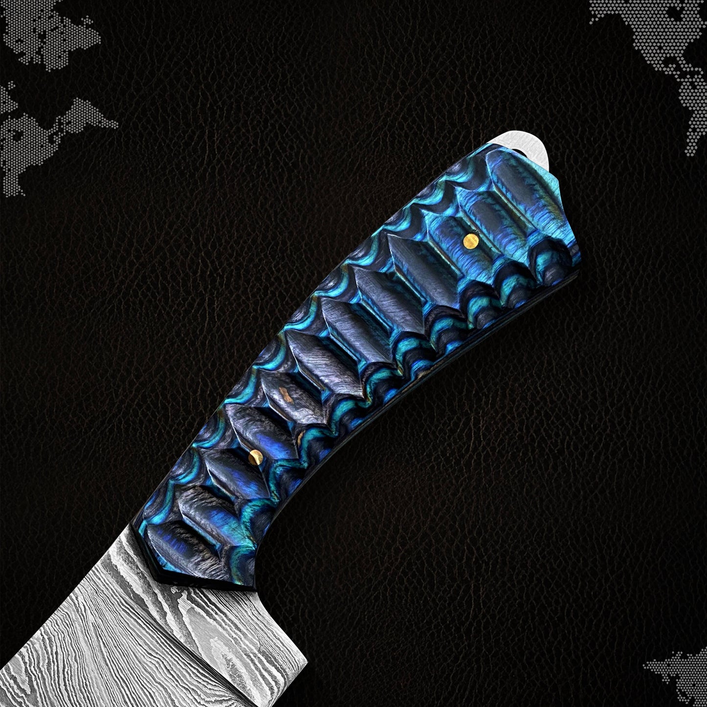 8.25' Handmade damascus Cleaver knife with leather sheath
