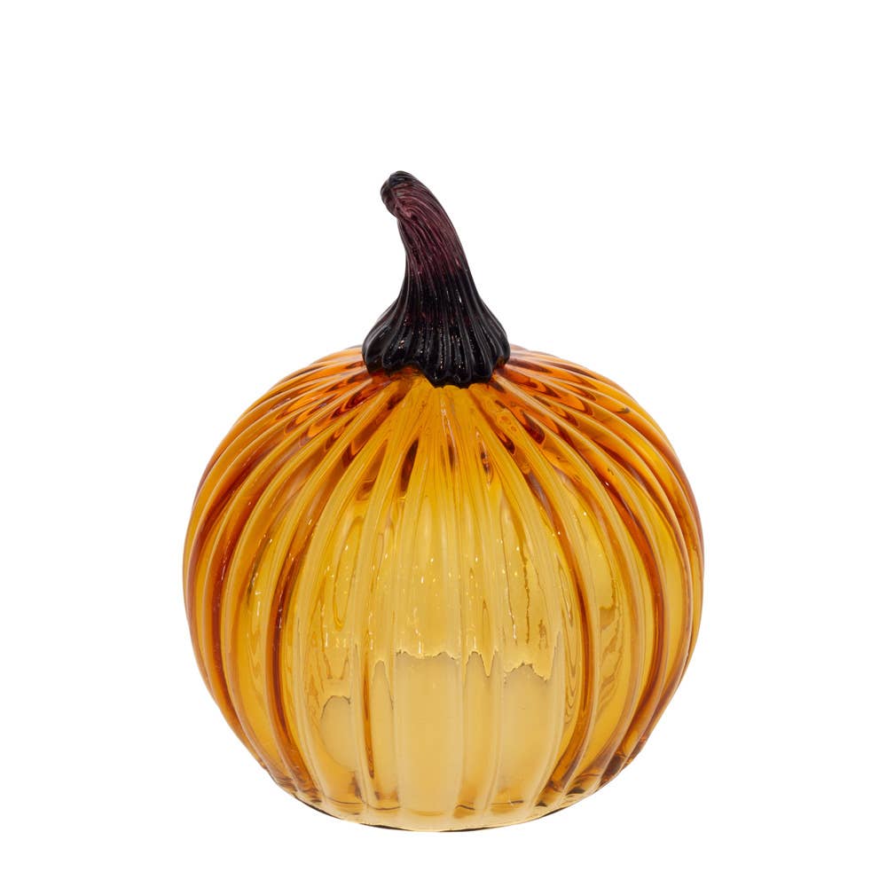 5.25" Dia. Amber Glass Pumpkin Fall Autumn Décor