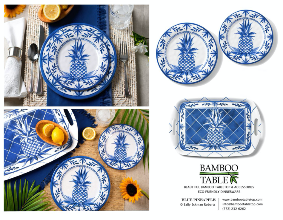 Blue Pineapple Bamboo Dinner Plate