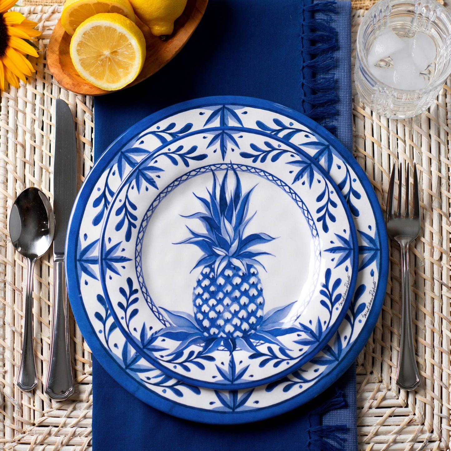 Blue Pineapple Bamboo Salad/Appetizer/Dessert Plate