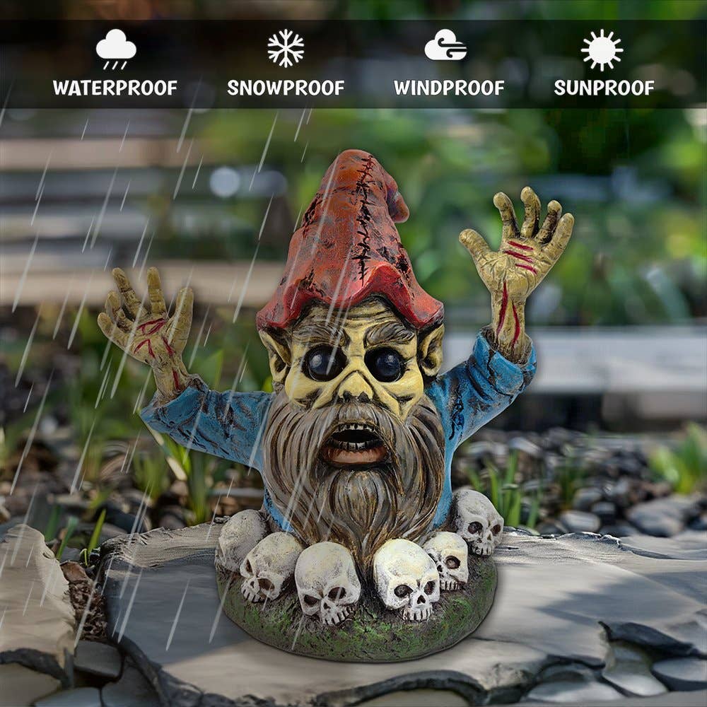Zombie Gnome Garden Statue, 8" Outdoor Halloween Figurine - Oak Down Collectibles