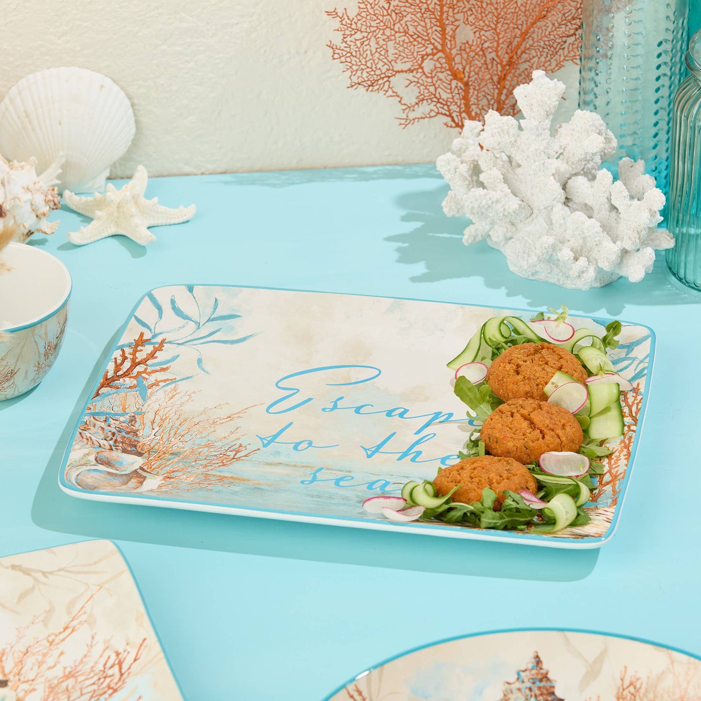 Escape to the Sea Rectangular Platter 16" x 12" - Oak Down Collectibles