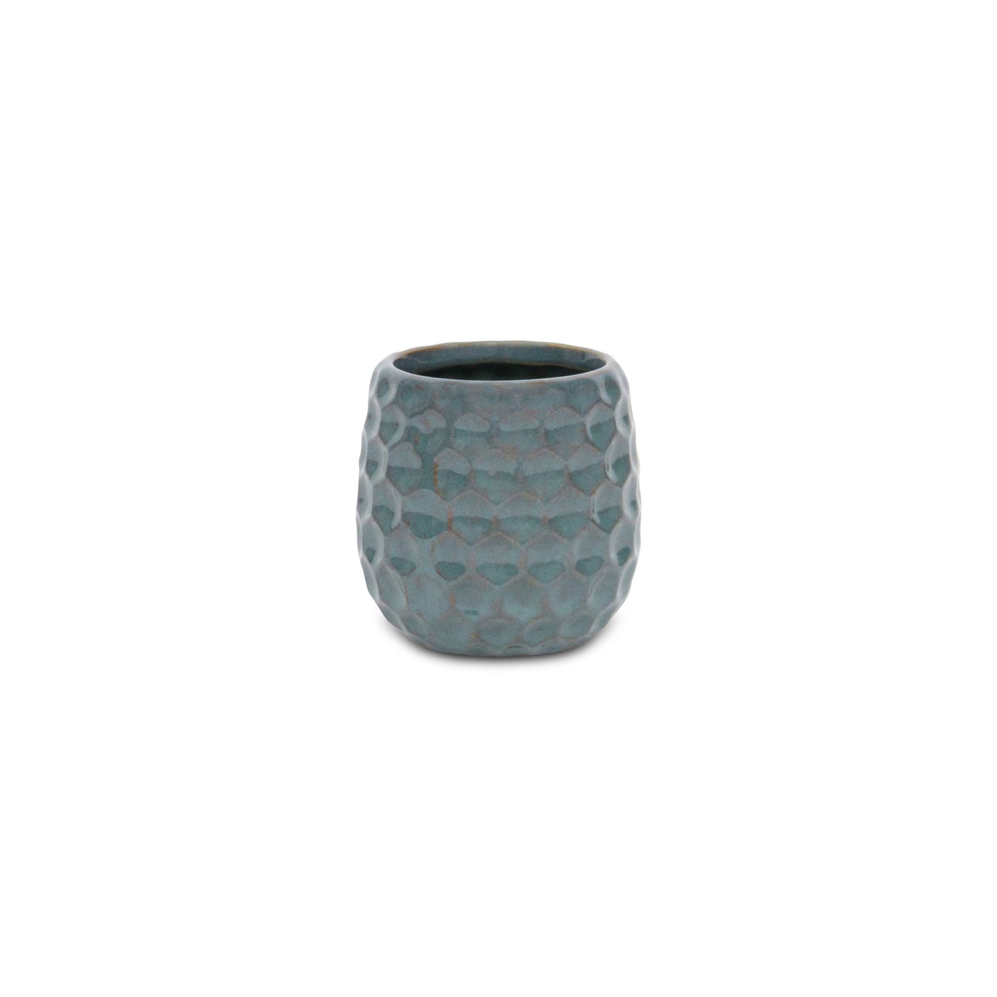 Blue Hexagon Patterned Ceramic Planter