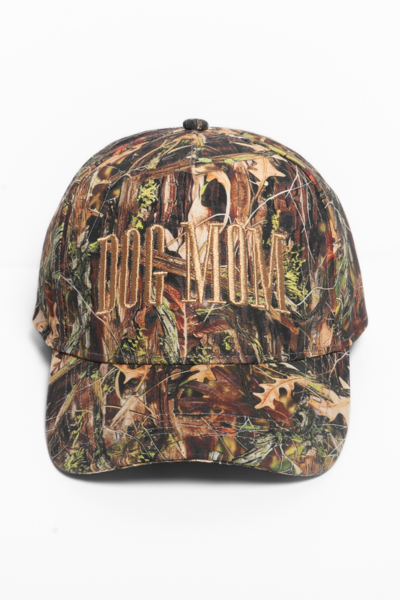 DOG MOM embroidery Camo Print 5 Panel Baseball Cap