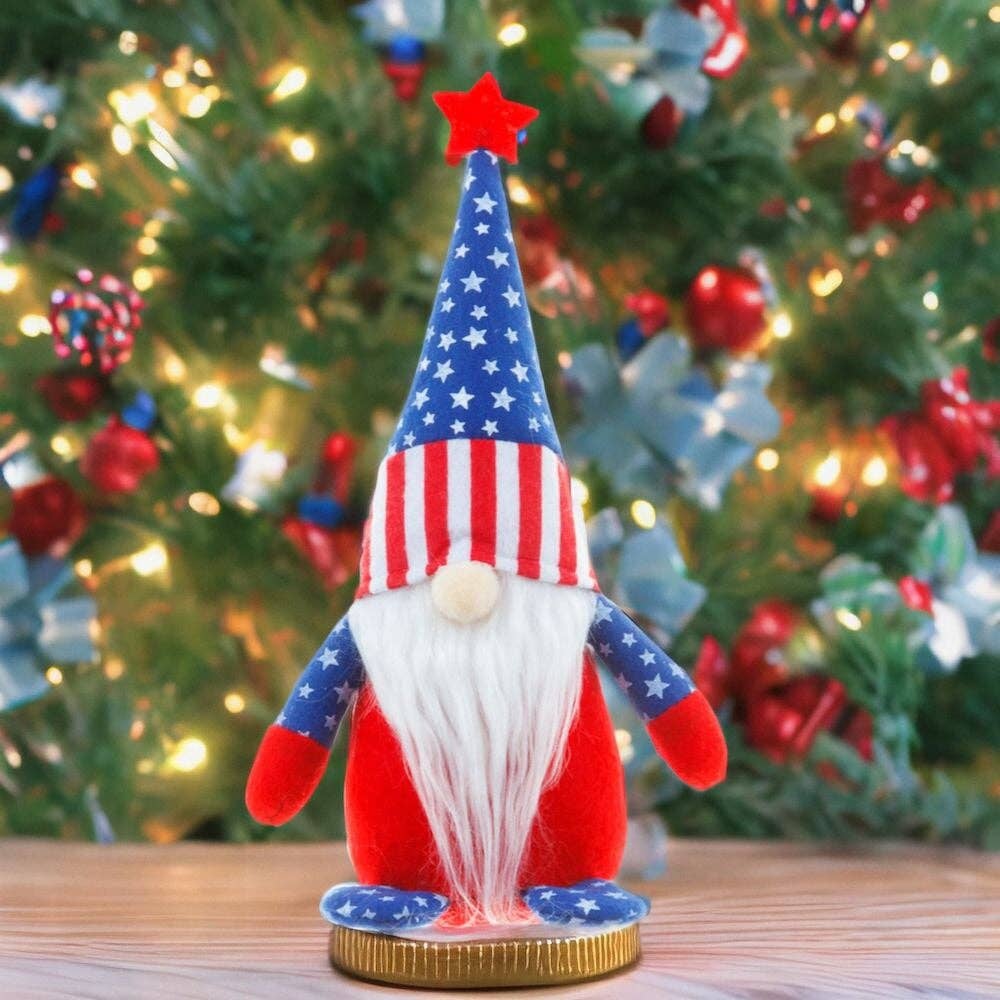 American Flag Colored Plush Gnome, Patriotic Home Decor - Oak Down Collectibles