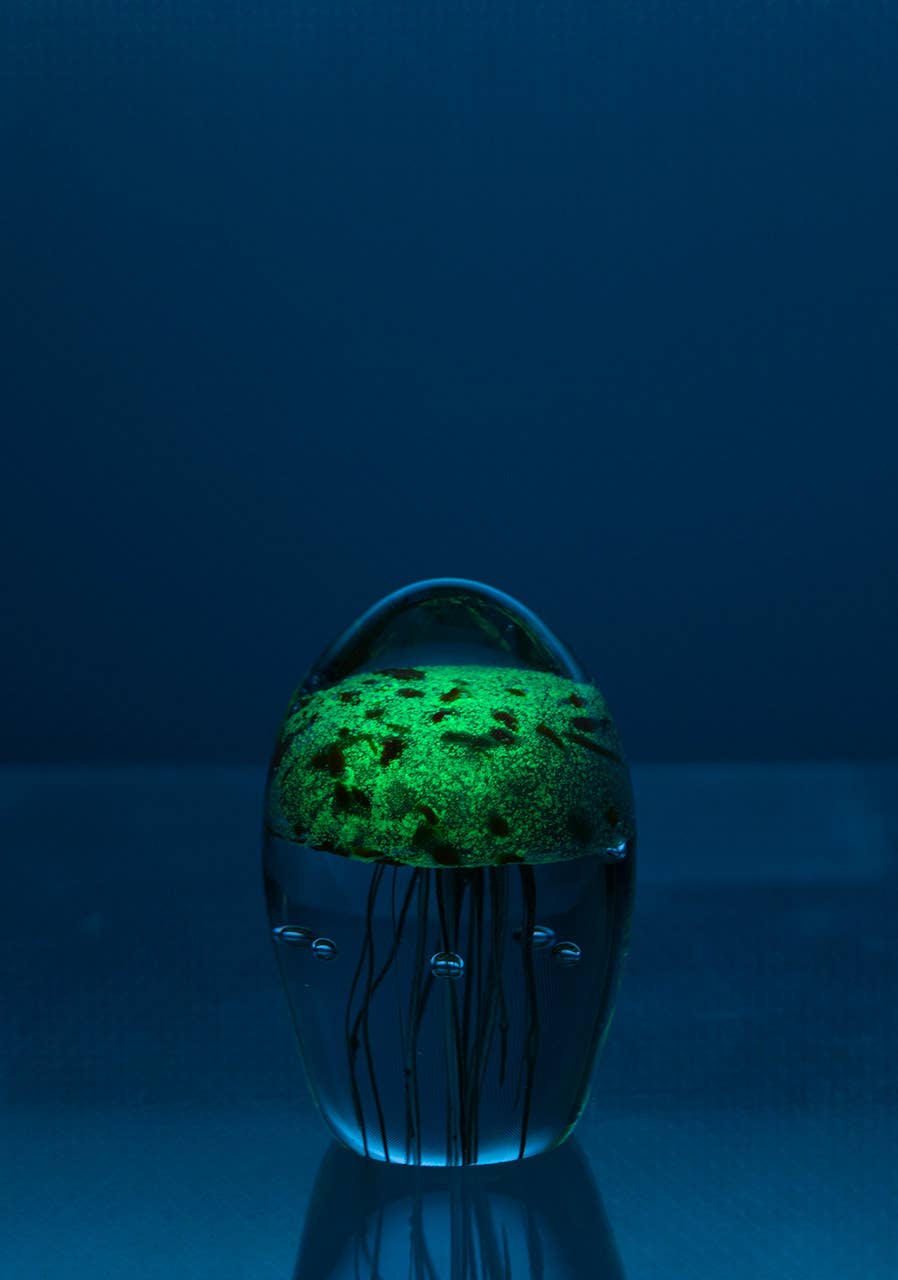 Blue/Orange Glass Jellyfish 3 1/2”