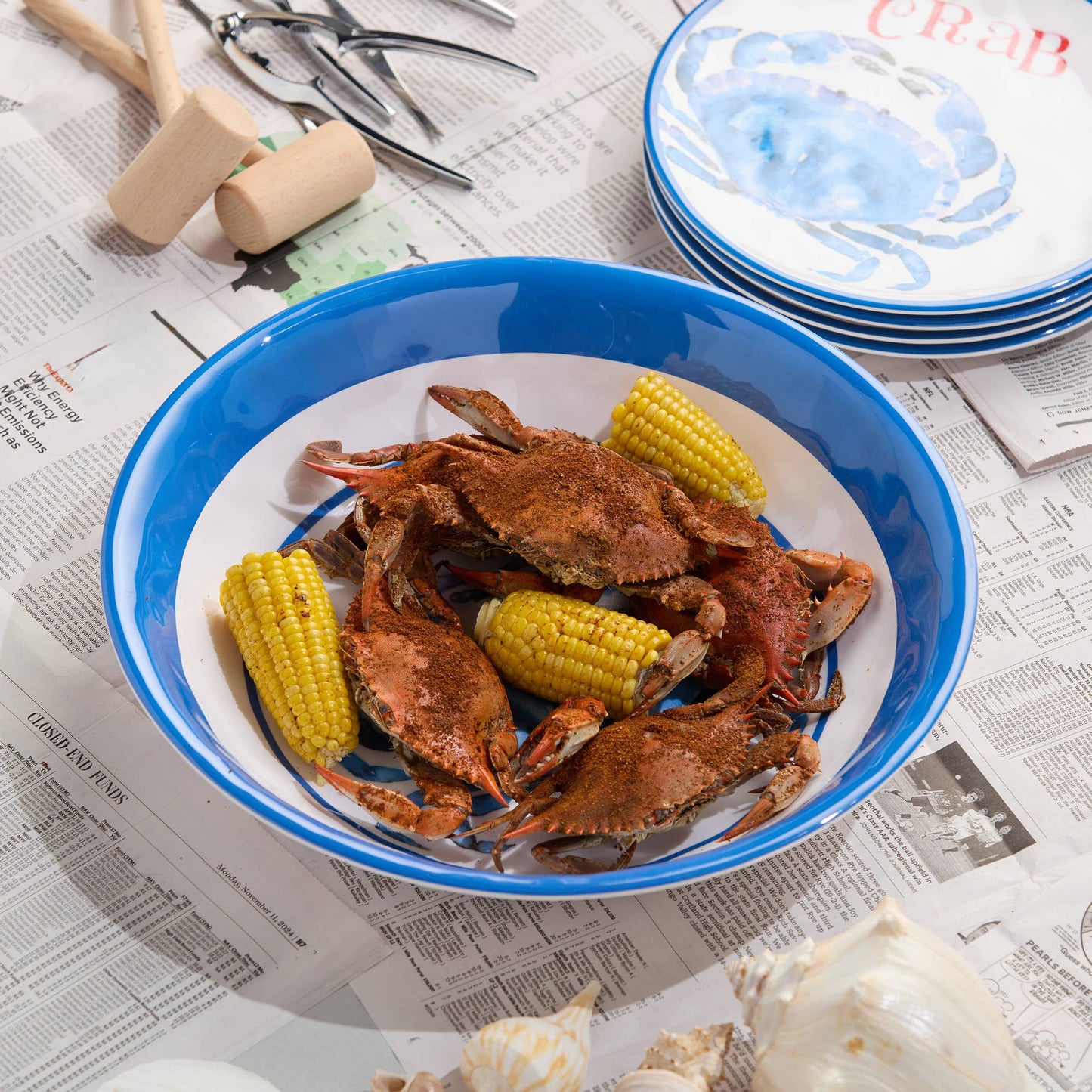 Beach House Crab Large Serving Bowl 13.75" x 2.75" 128 oz