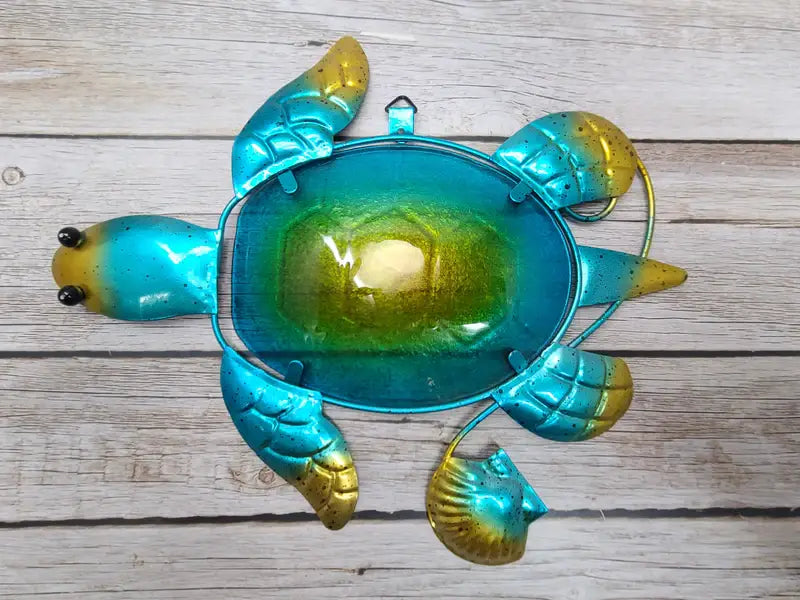 Glass and Metal Sea Turtle Wall Art, Crab Wall Art, Fish Wal