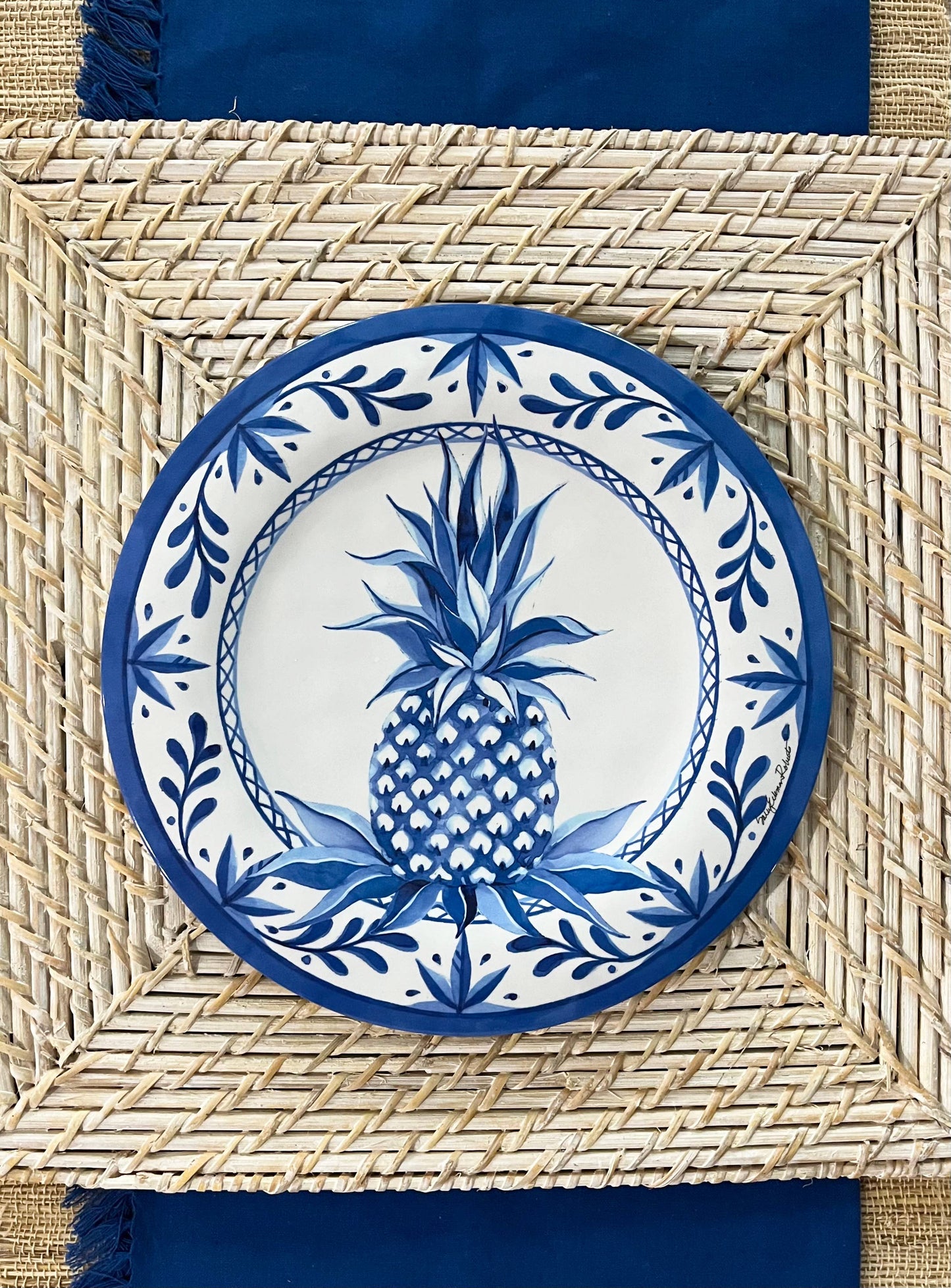 Blue Pineapple Bamboo Dinner Plate