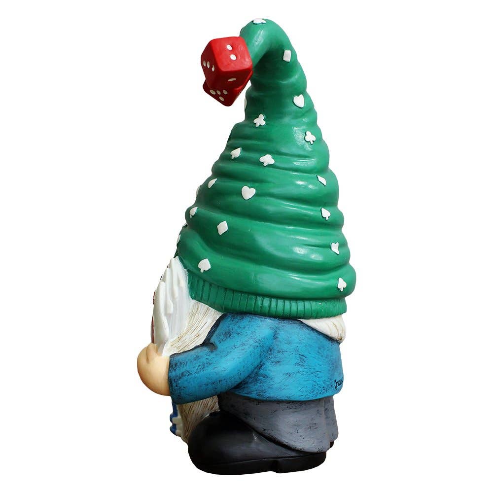 Casino Poker Gnome Figurine, 8" Room Table Decor Statue - Oak Down Collectibles