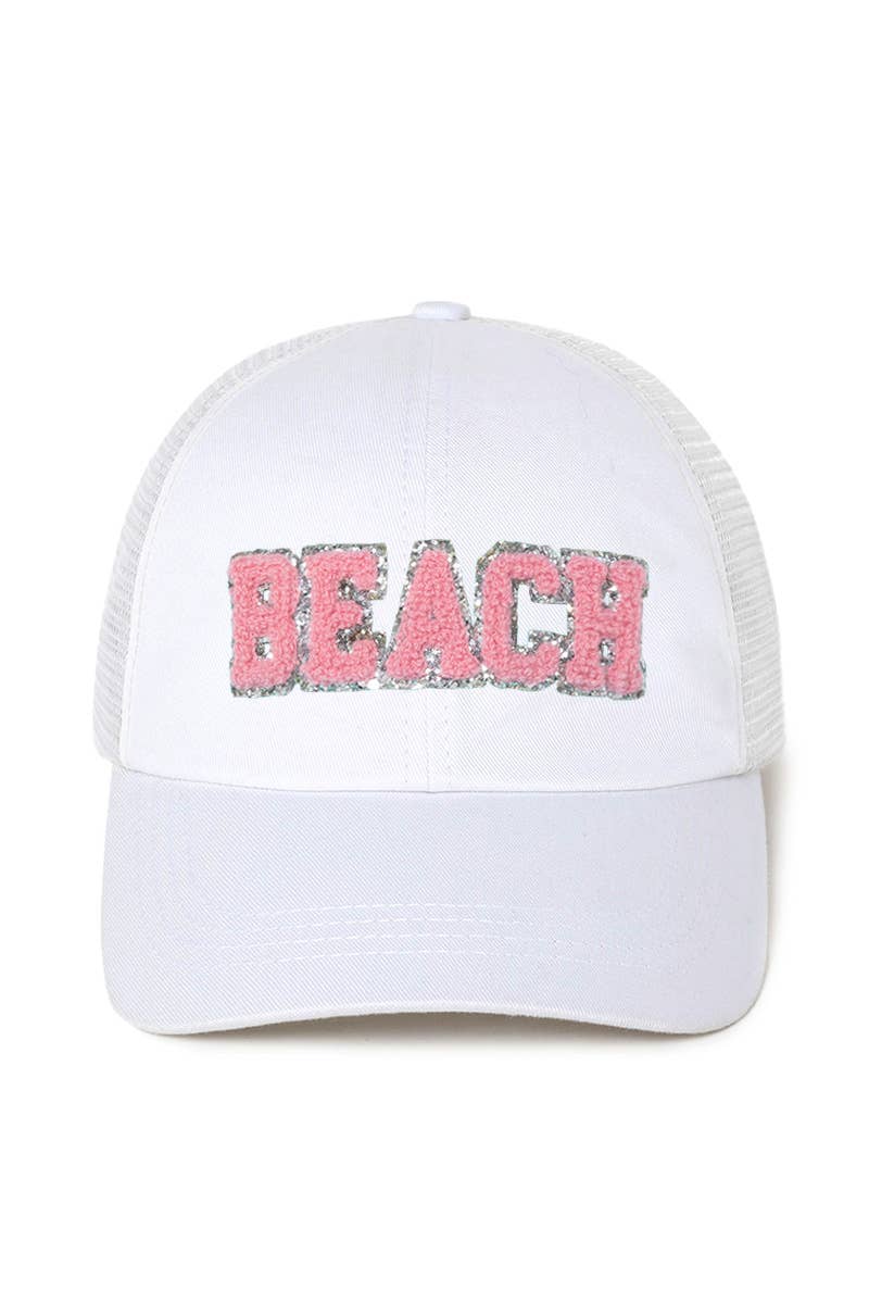 Beach Chenille Metallic Patch Baseball Cap