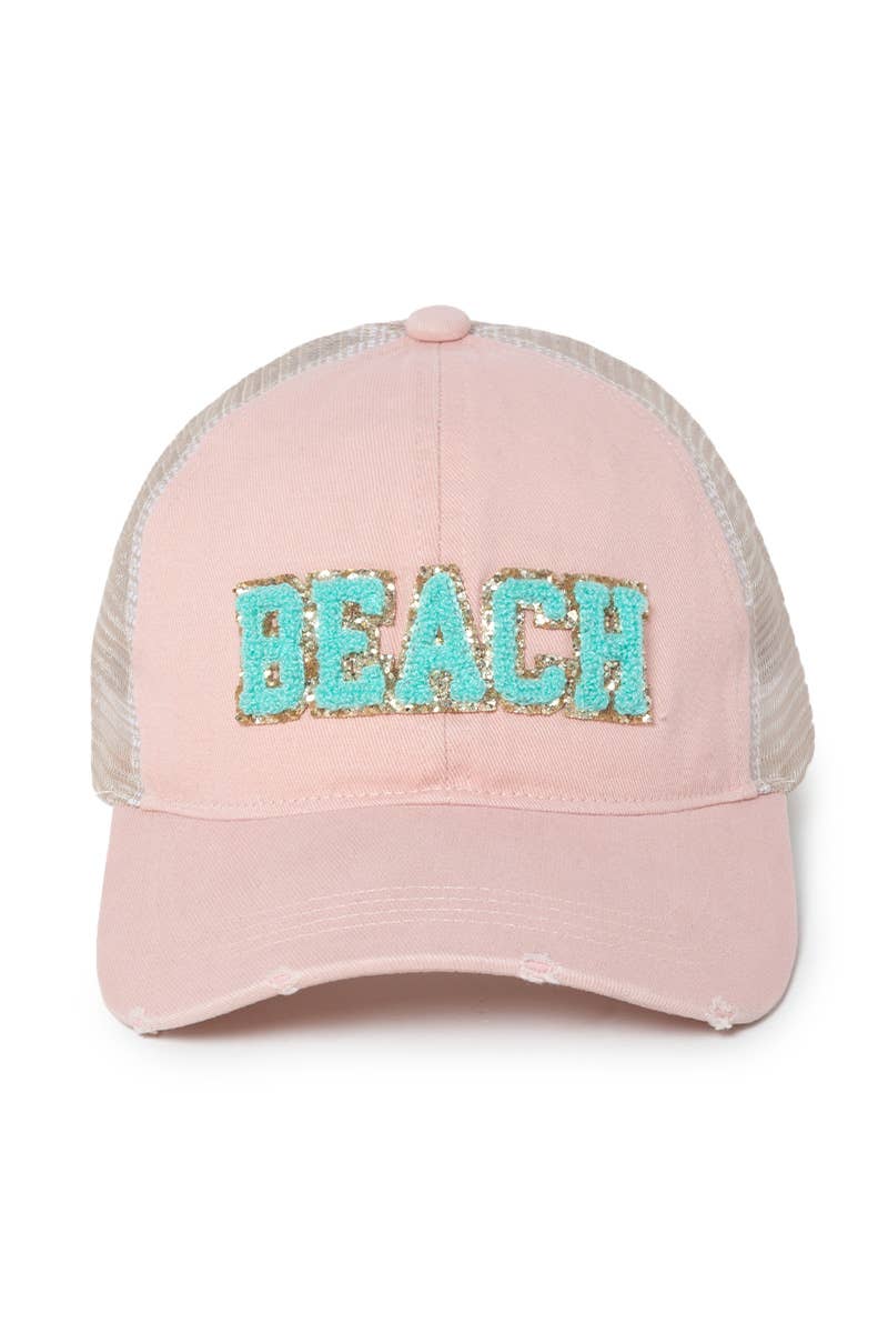 Beach Chenille Metallic Patch Baseball Cap