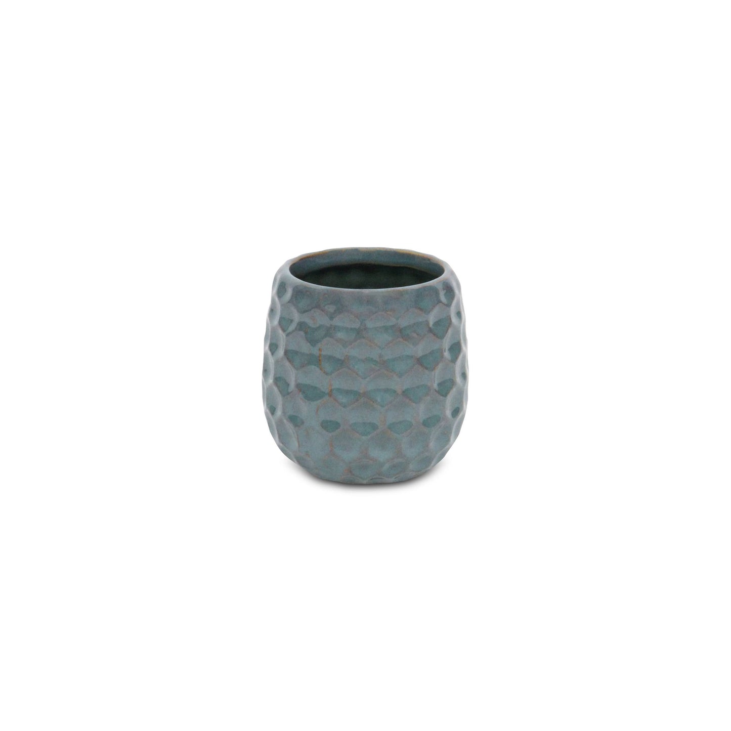 Blue Hexagon Patterned Ceramic Planter