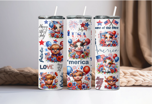 Happy 4th of July Cows Tumbler