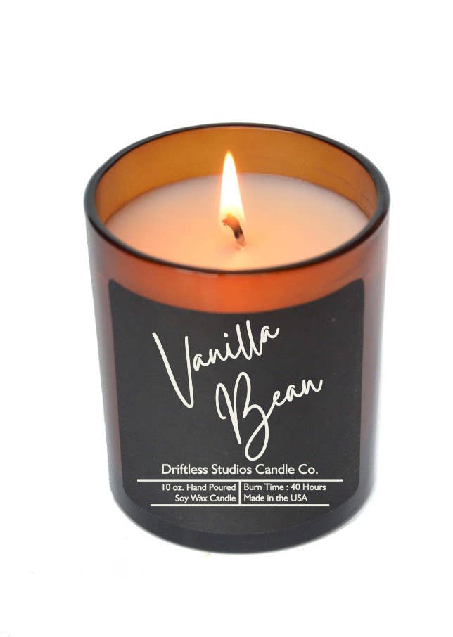 Vanilla Bean Soy Candle - 10 oz. Jar With Lid Black Label - Oak Down Collectibles