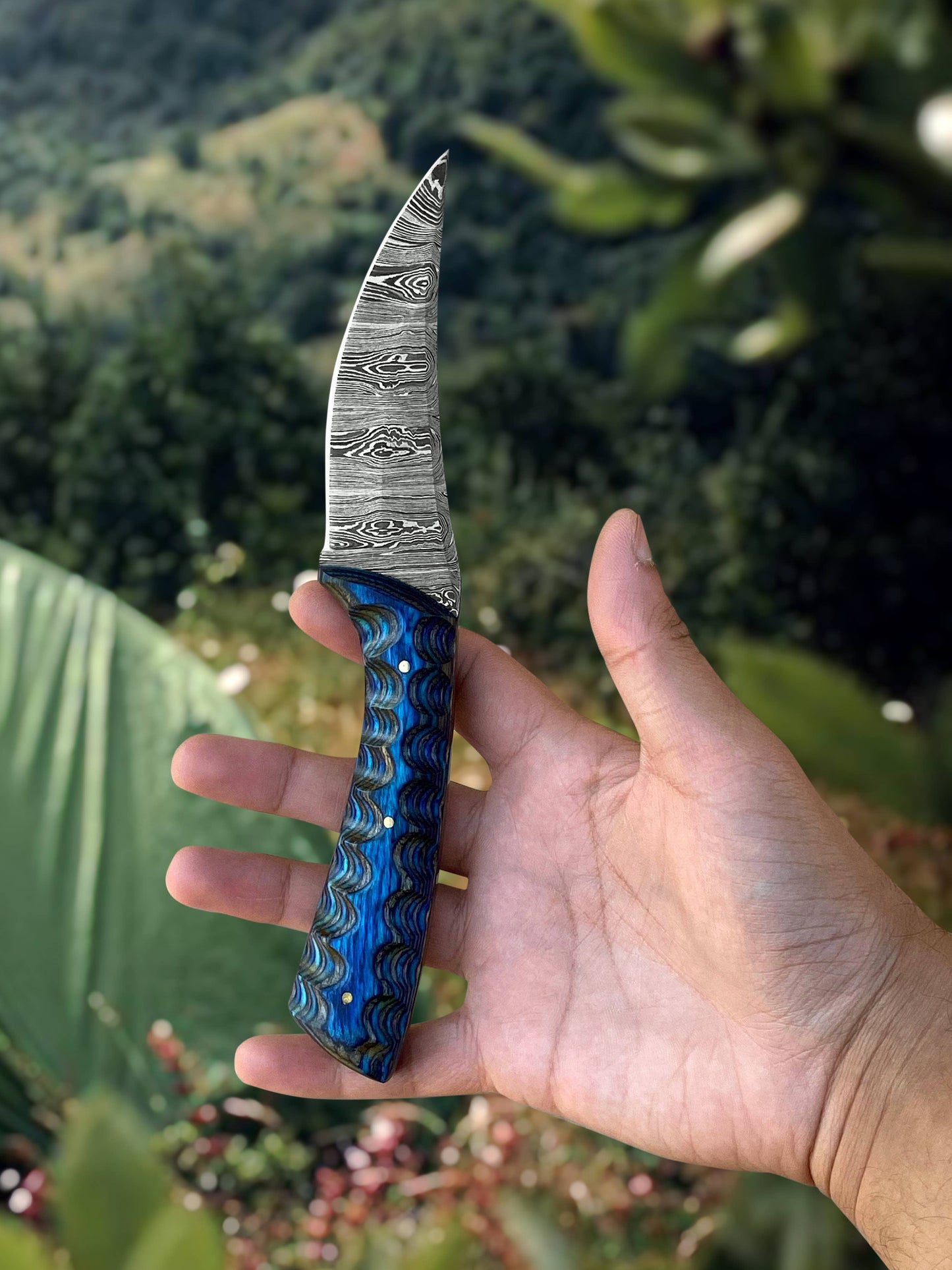 8' Handmade damascus steel knife with leather sheath