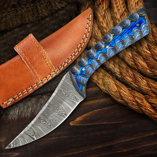 8' Handmade damascus steel knife with leather sheath
